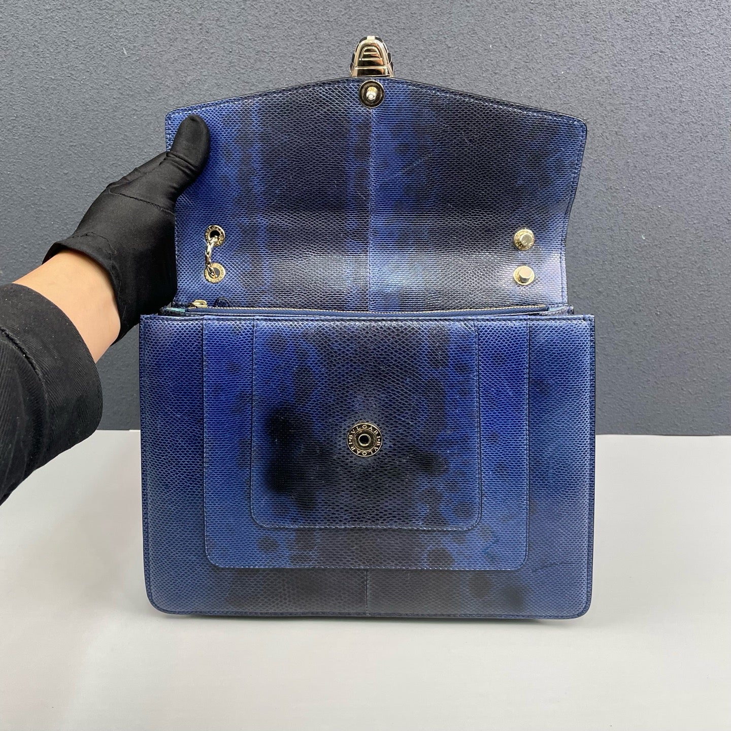 Bvlgari - Serpenti Forever - Water snake leather - Blue with black accents - (Medium)