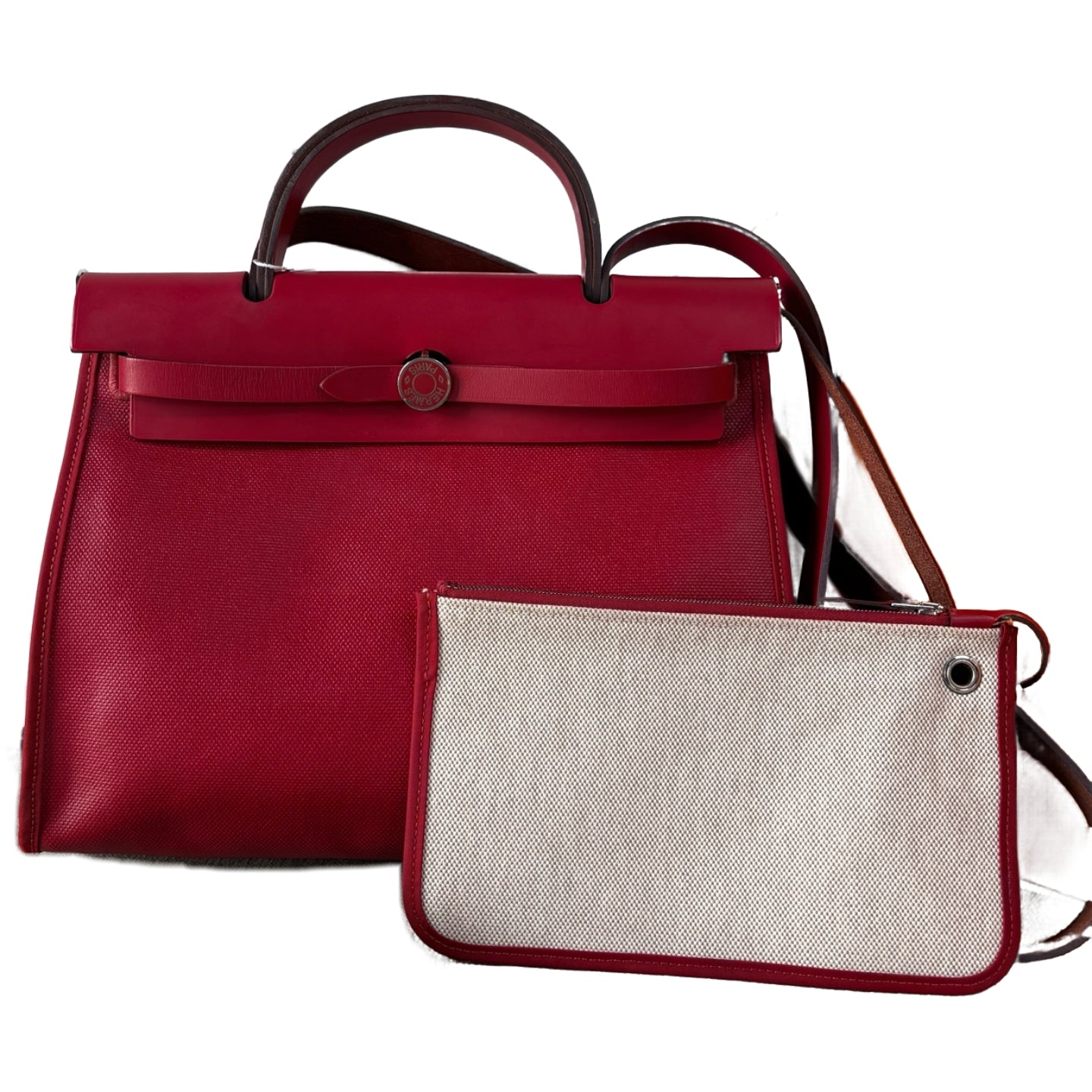 Hermès - Herbag Zip 31 - Waterproof canvas and Cowhide leather - Red and Beige - (Medium)