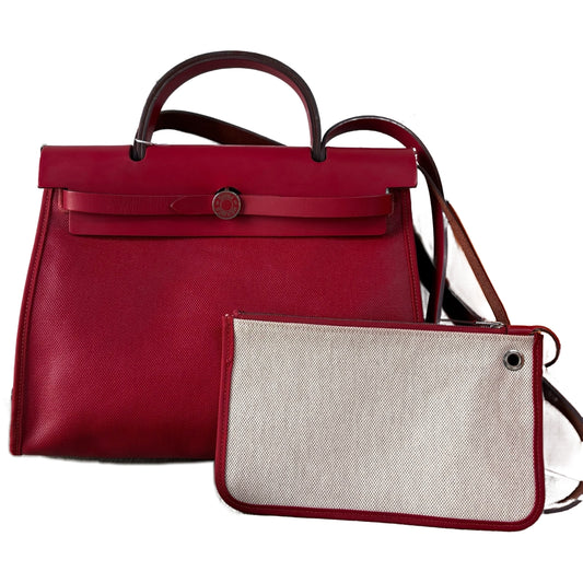 Hermès - Herbag Zip 31 - Waterproof canvas and Cowhide leather - Red and Beige - (Medium)