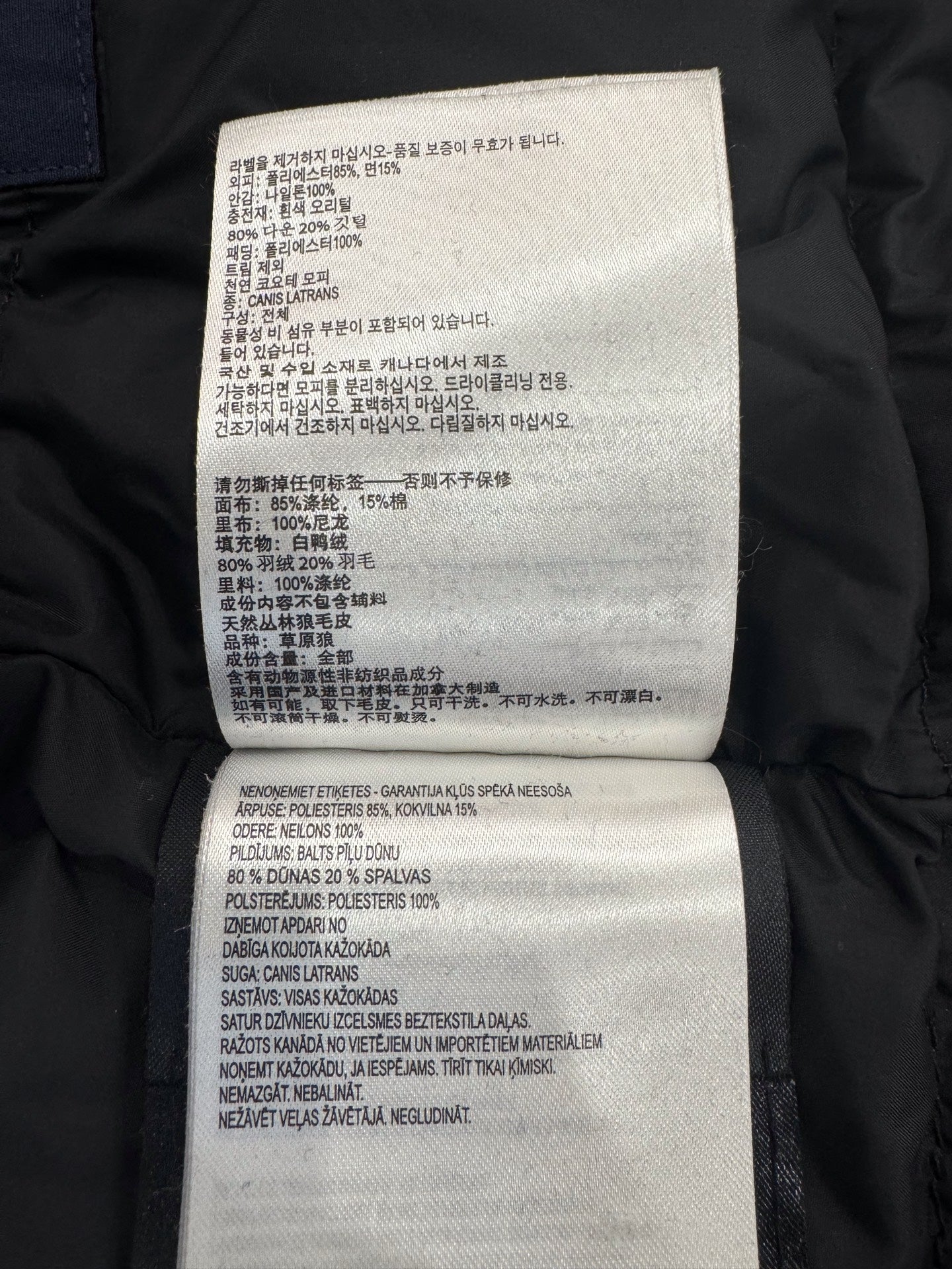 Canada Goose - Kensington - Polyester and cotton blend outer shell, nylon lining, 80% white duck down and 20% feather filling, natural coyote fur trim - Navy - (M)