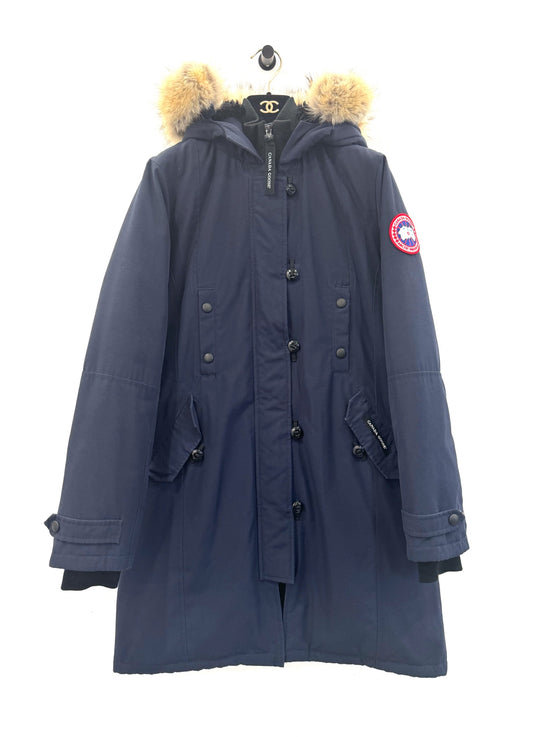 Canada Goose - Kensington - Polyester and cotton blend outer shell, nylon lining, 80% white duck down and 20% feather filling, natural coyote fur trim - Navy - (M)