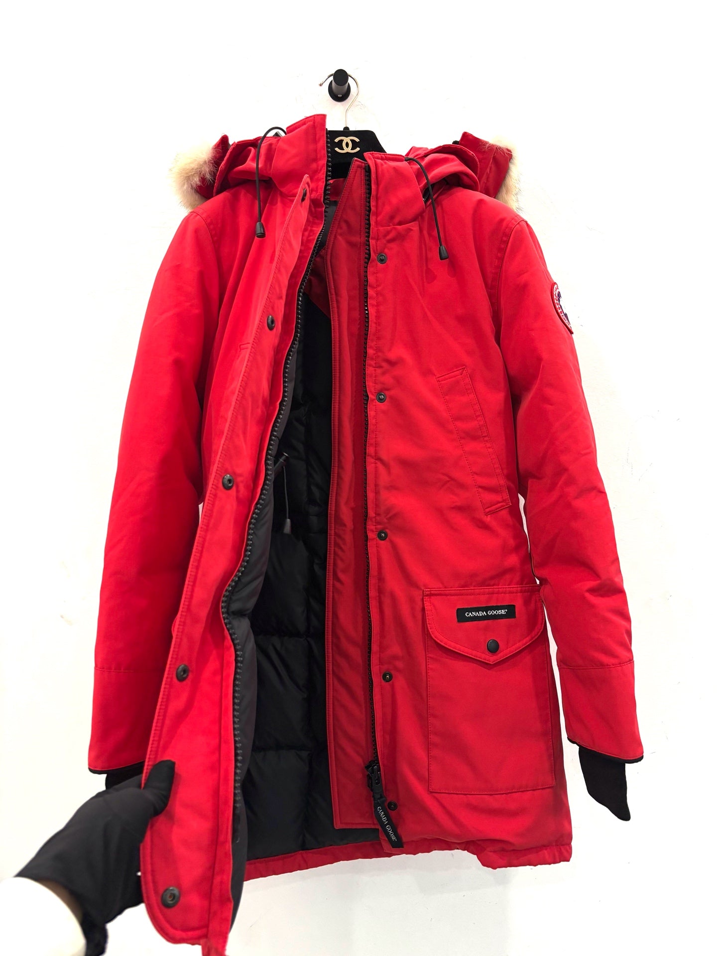 Canada Goose - Trillium - Polyester blend with down fill and coyote fur trim - Red - (XS)