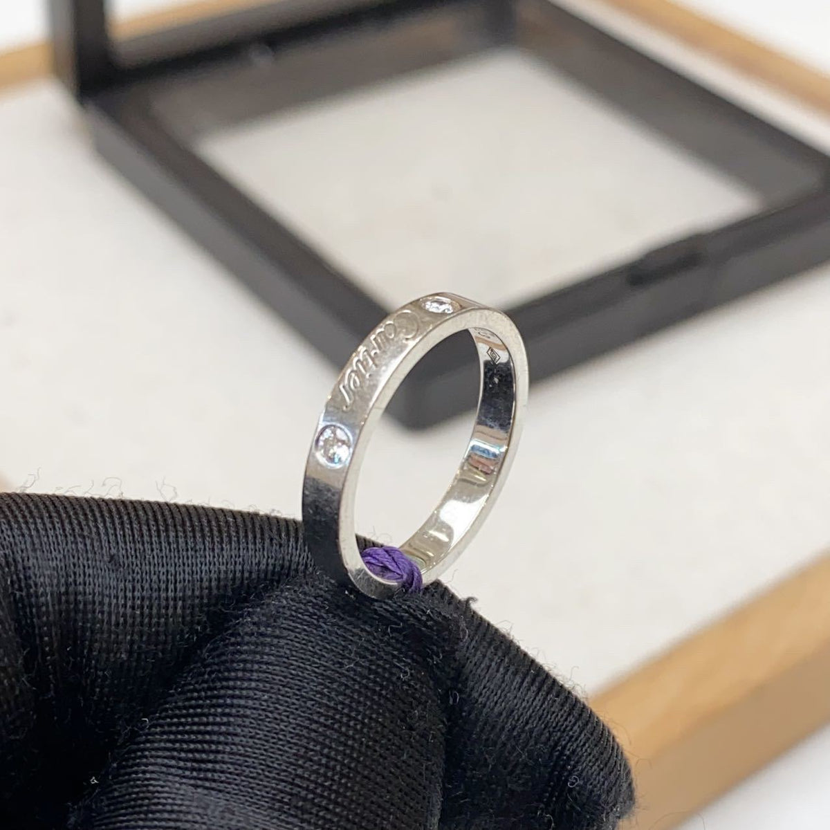 Cartier - Logo Narrow Double Diamond - 950 platinum with two diamonds - Silver - (52)