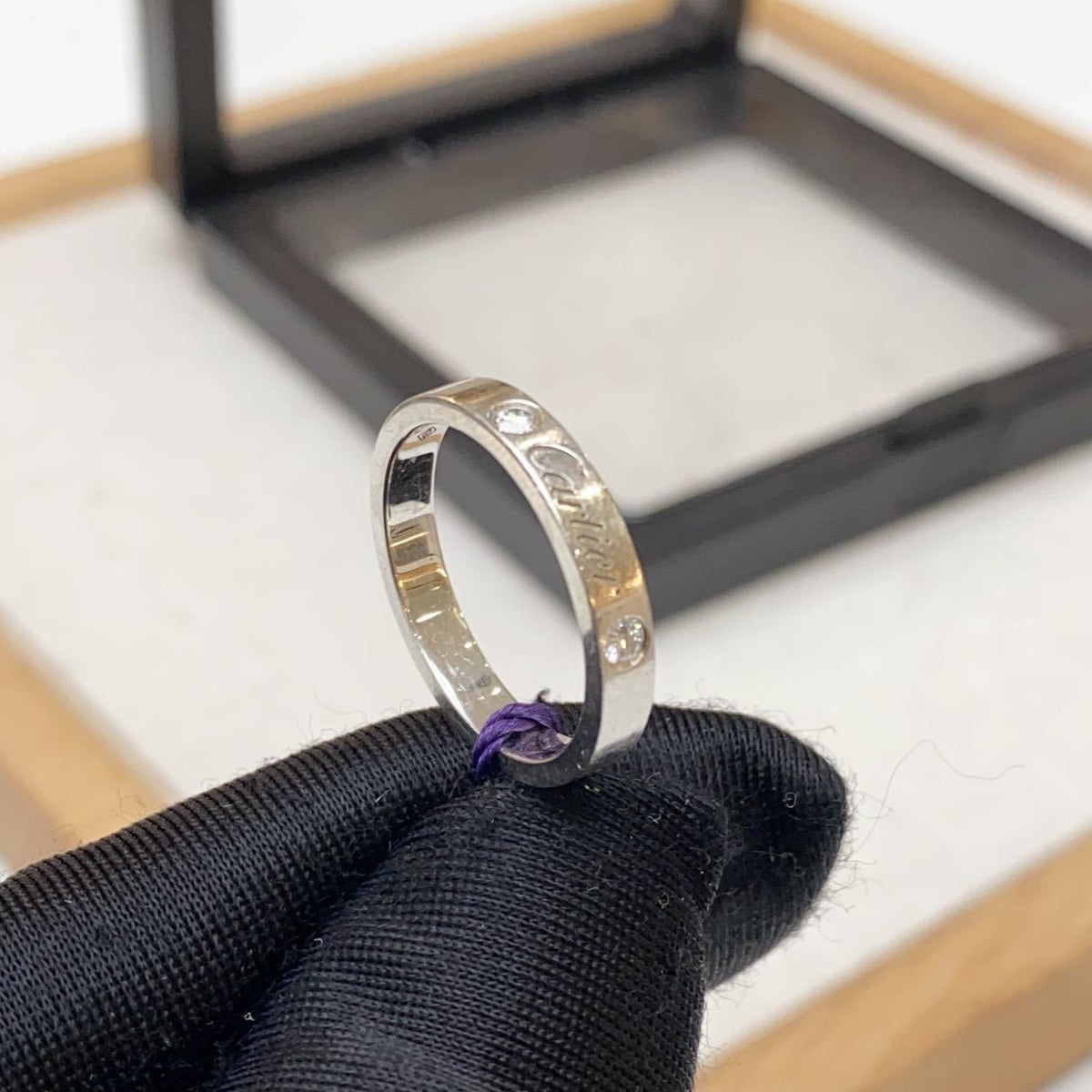 Cartier - Logo Narrow Double Diamond - 950 platinum with two diamonds - Silver - (52)