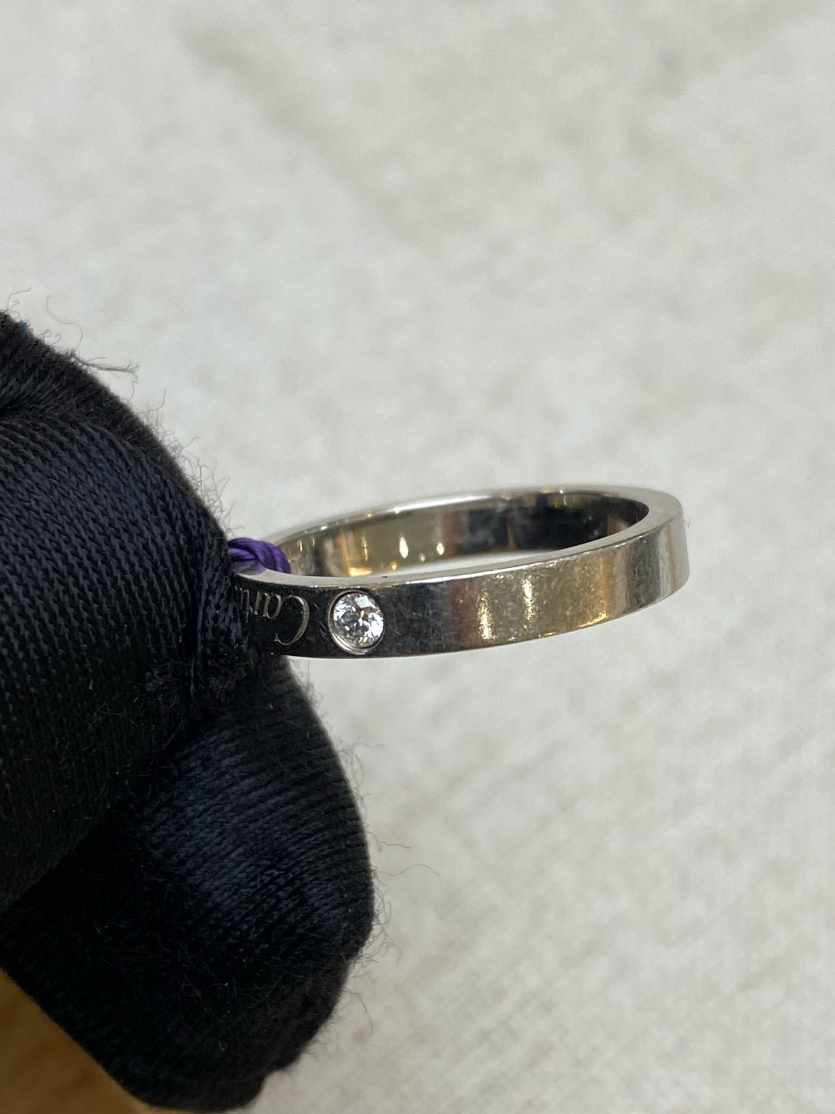 Cartier - Logo Narrow Double Diamond - 950 platinum with two diamonds - Silver - (52)