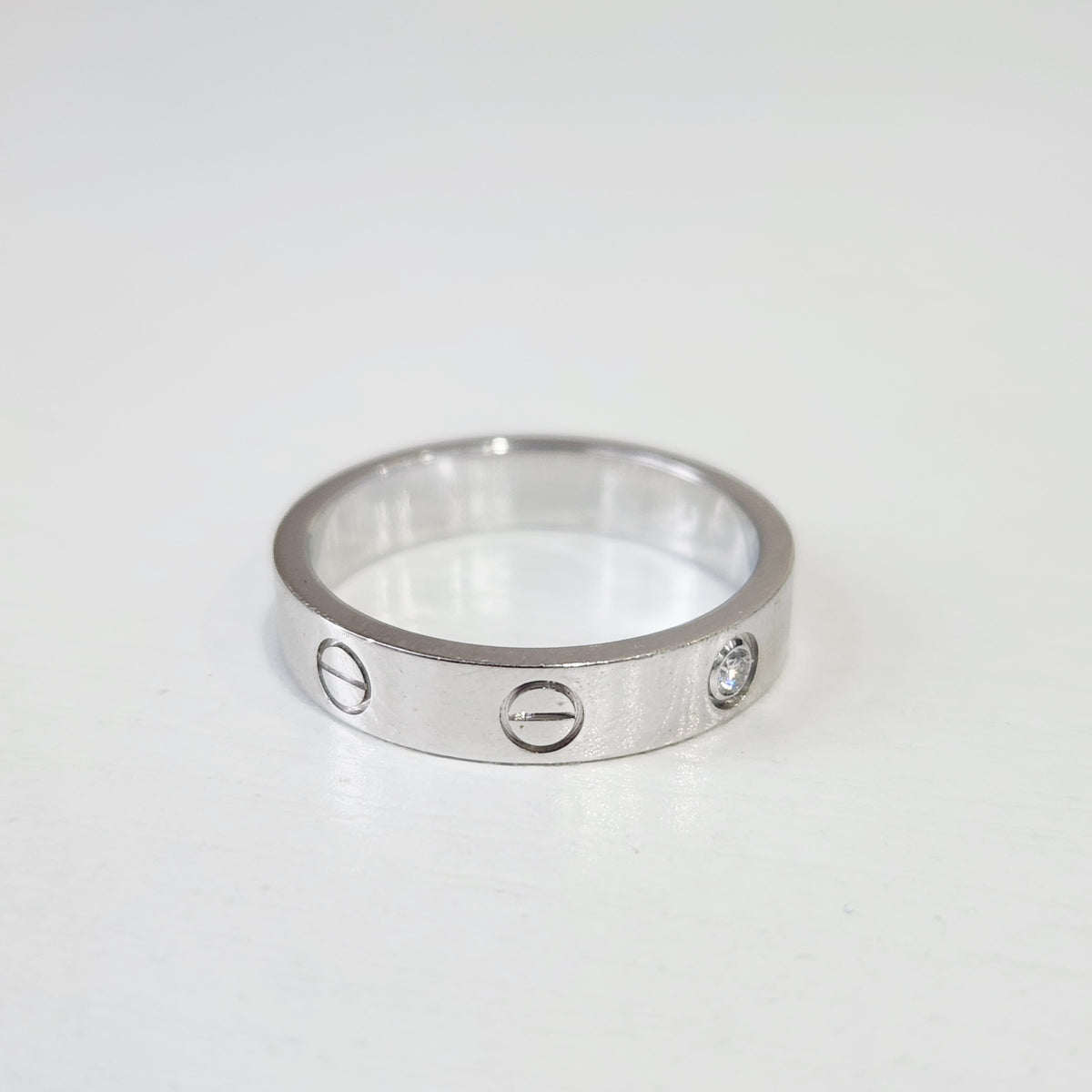 Cartier - LOVE Wedding Band with 1 Diamond - 18K white gold with one diamond - Silver - (53)