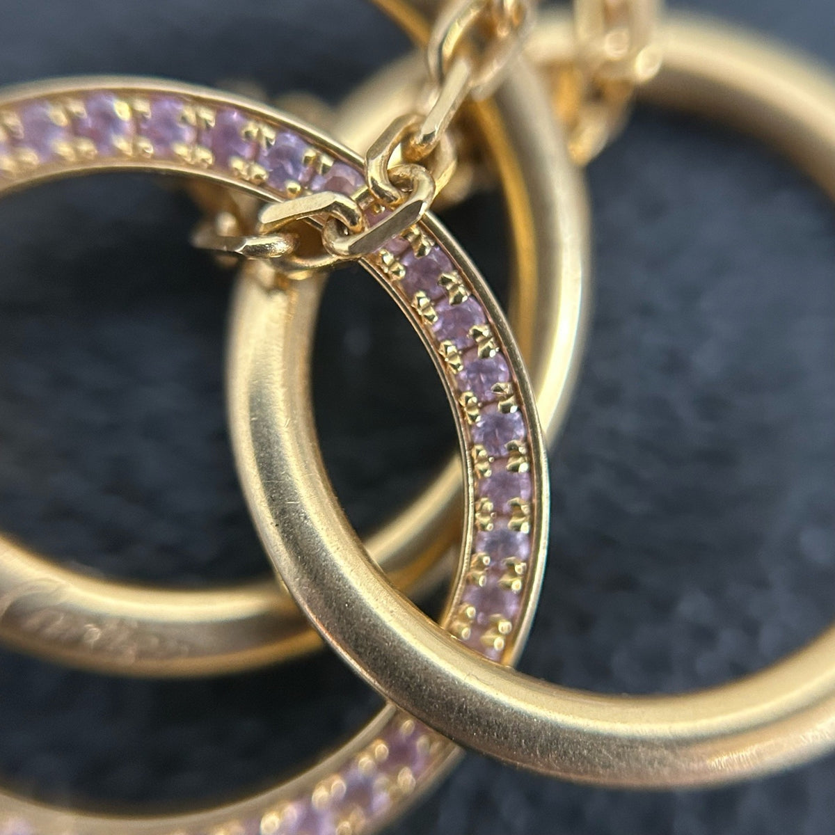 Cartier - Trinity - 18K rose, yellow, and white gold, with pink diamonds set around one ring. - Gold