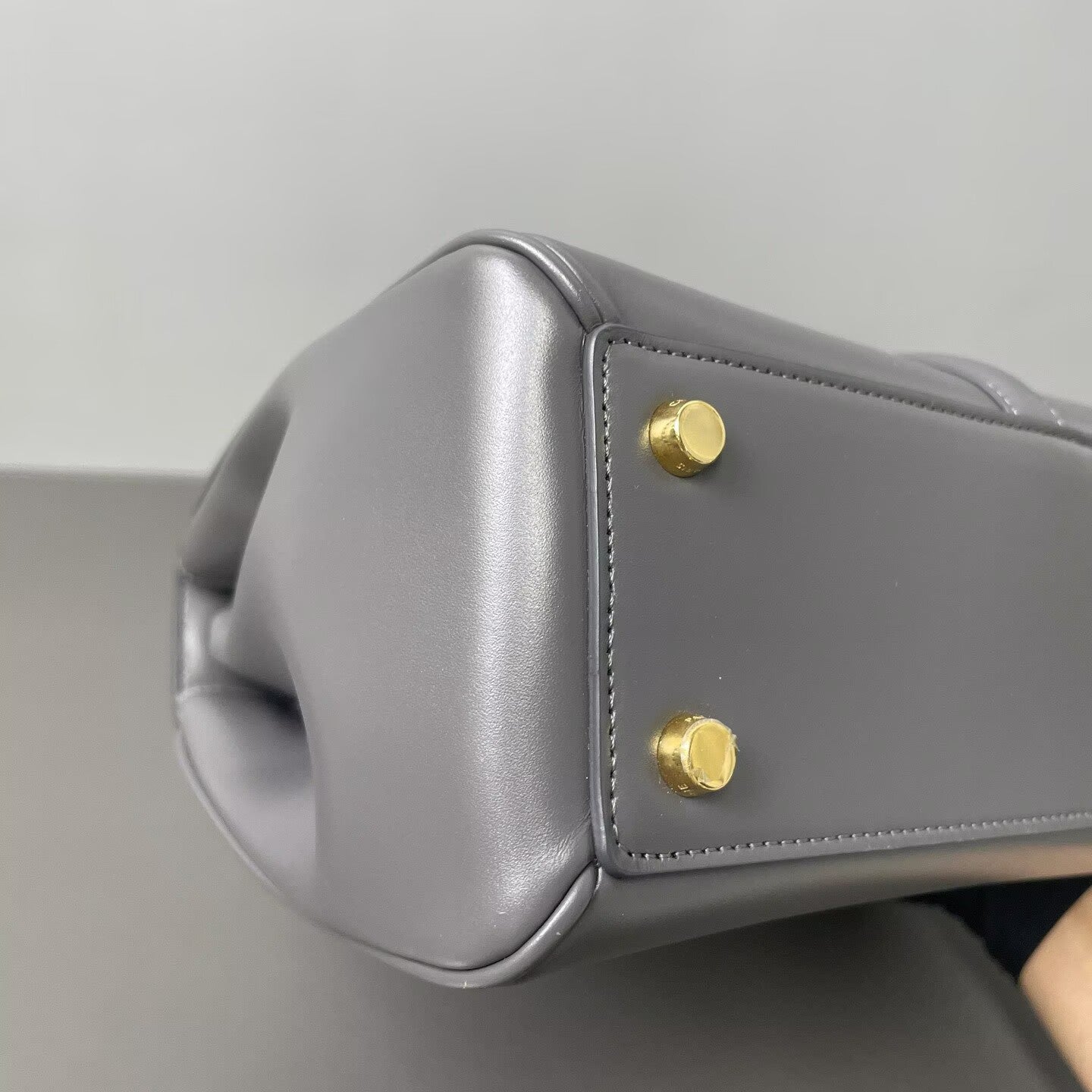 Celine - 16 Soft Mini Top Handle Bag with Lock - Cowhide leather with canvas strap - Grey with Gold-Tone Hardware - (mini)