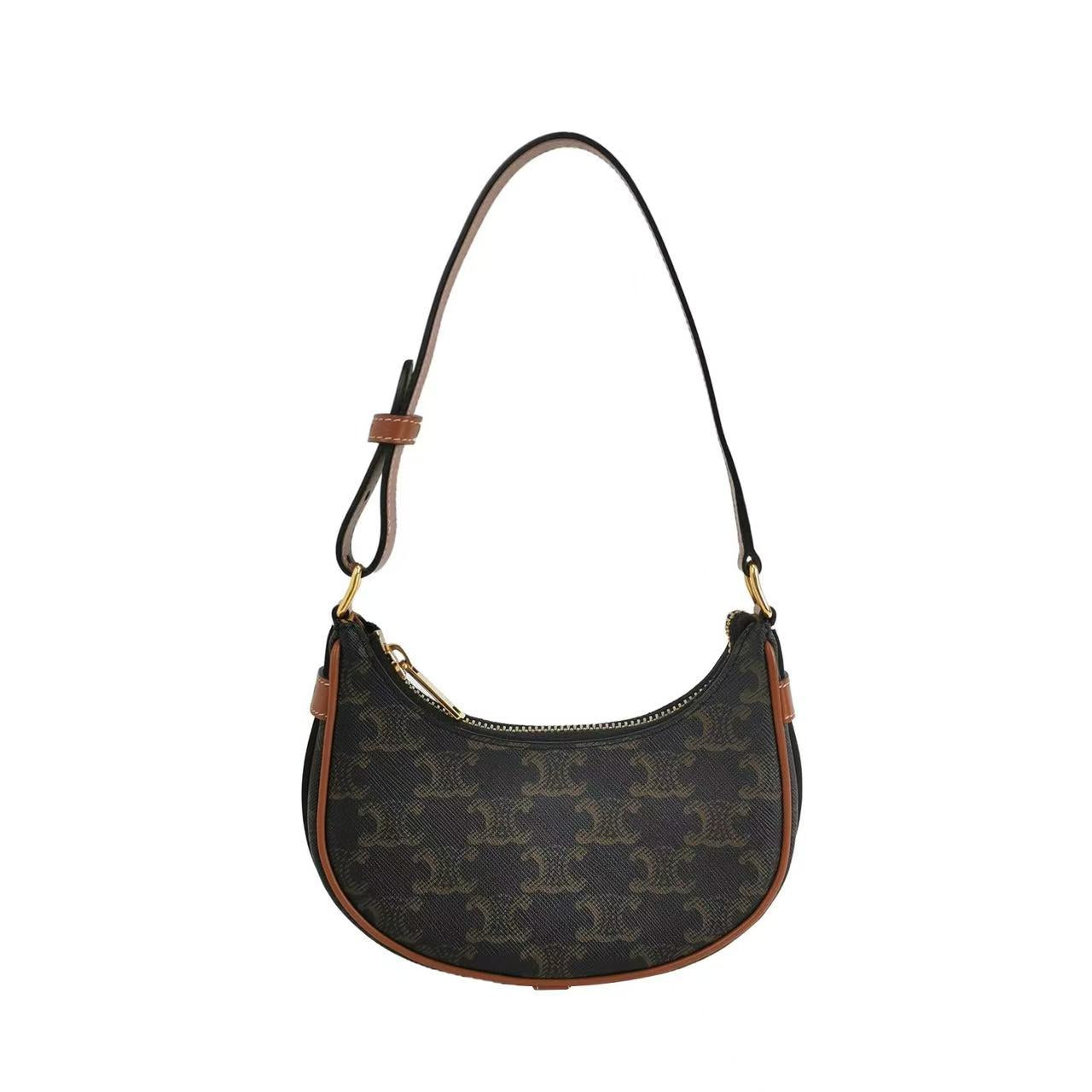 Celine - Ava Bag in Triomphe Canvas - Triomphe canvas with calfskin leather trim - Brown and Black with Tan - (Mini)