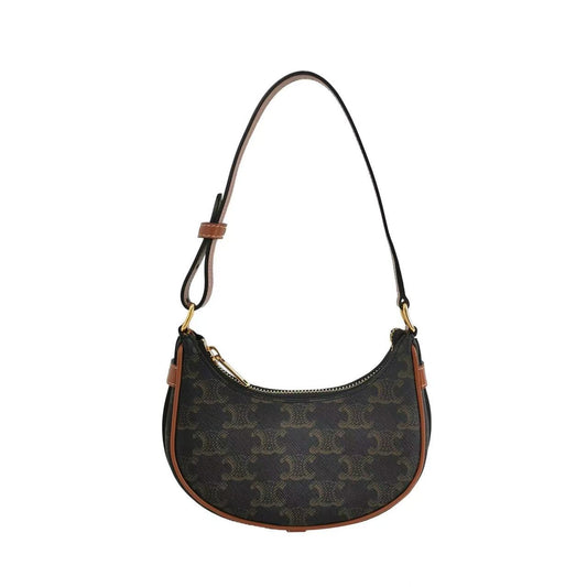 Celine - Ava Bag in Triomphe Canvas - Triomphe canvas with calfskin leather trim - Brown and Black with Tan - (Mini)