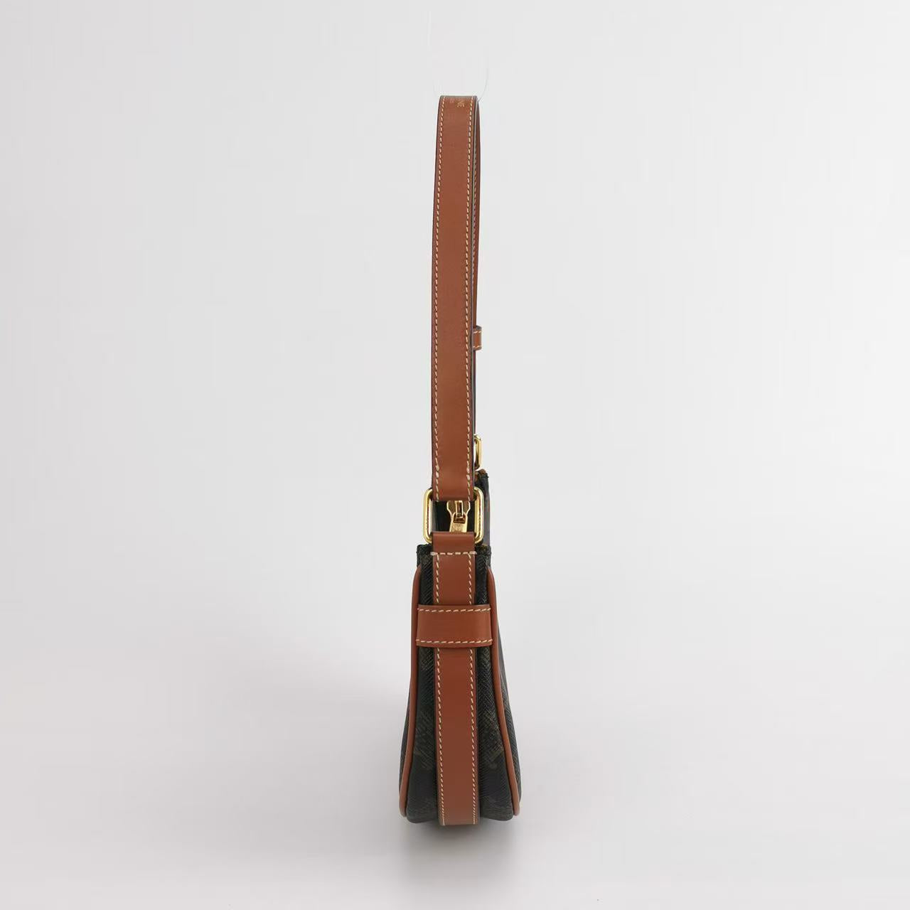 Celine - Ava Bag in Triomphe Canvas - Triomphe canvas with calfskin leather trim - Brown and Black with Tan - (Mini)