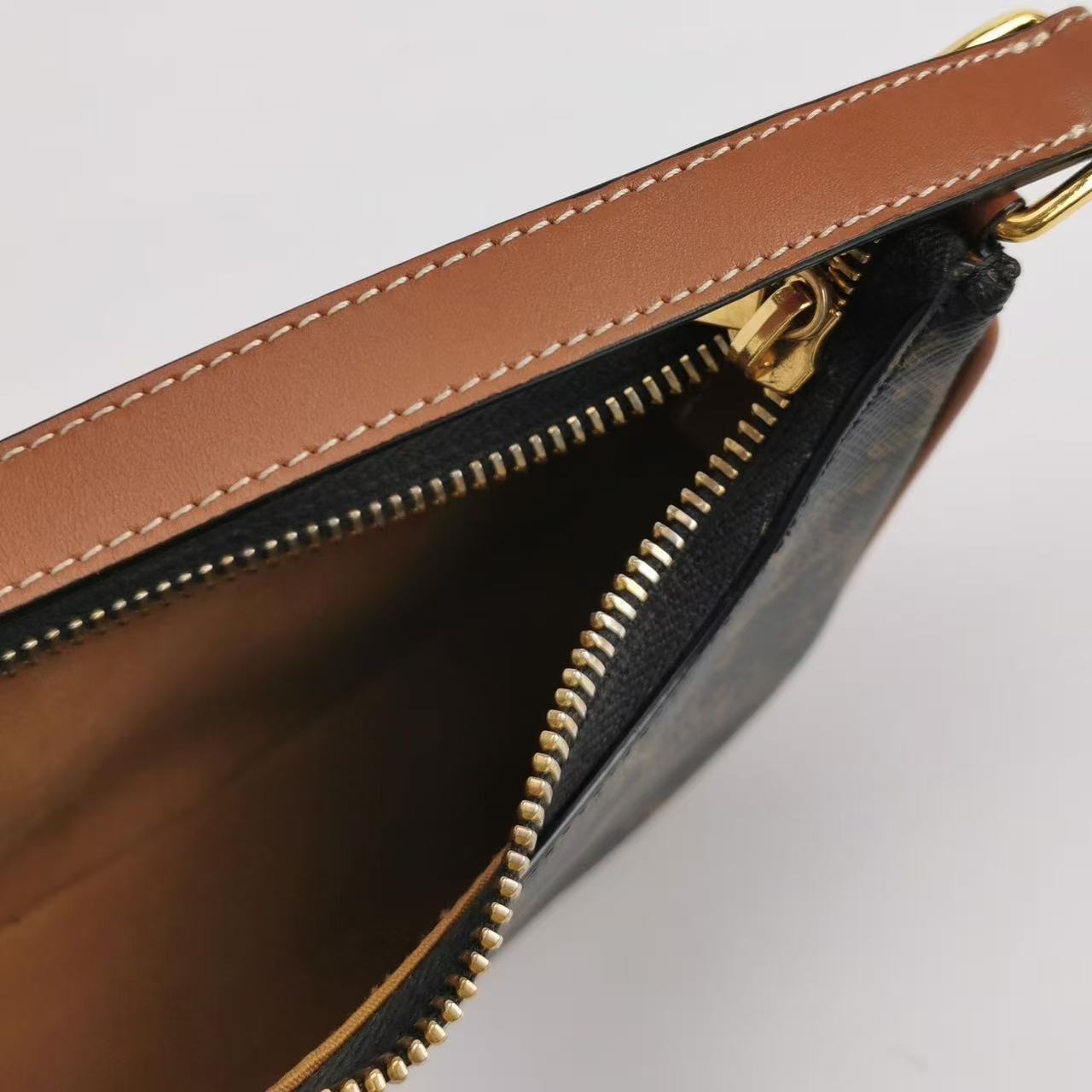 Celine - Ava Bag in Triomphe Canvas - Triomphe canvas with calfskin leather trim - Brown and Black with Tan - (Mini)