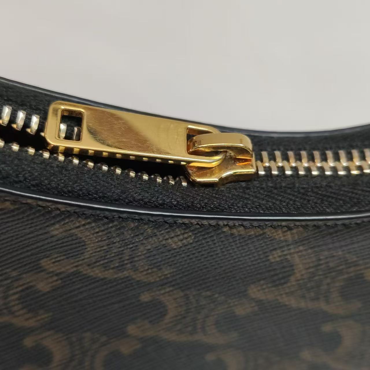 Celine - Ava Bag in Triomphe Canvas - Triomphe canvas with calfskin leather trim - Brown and Black with Tan - (Mini)