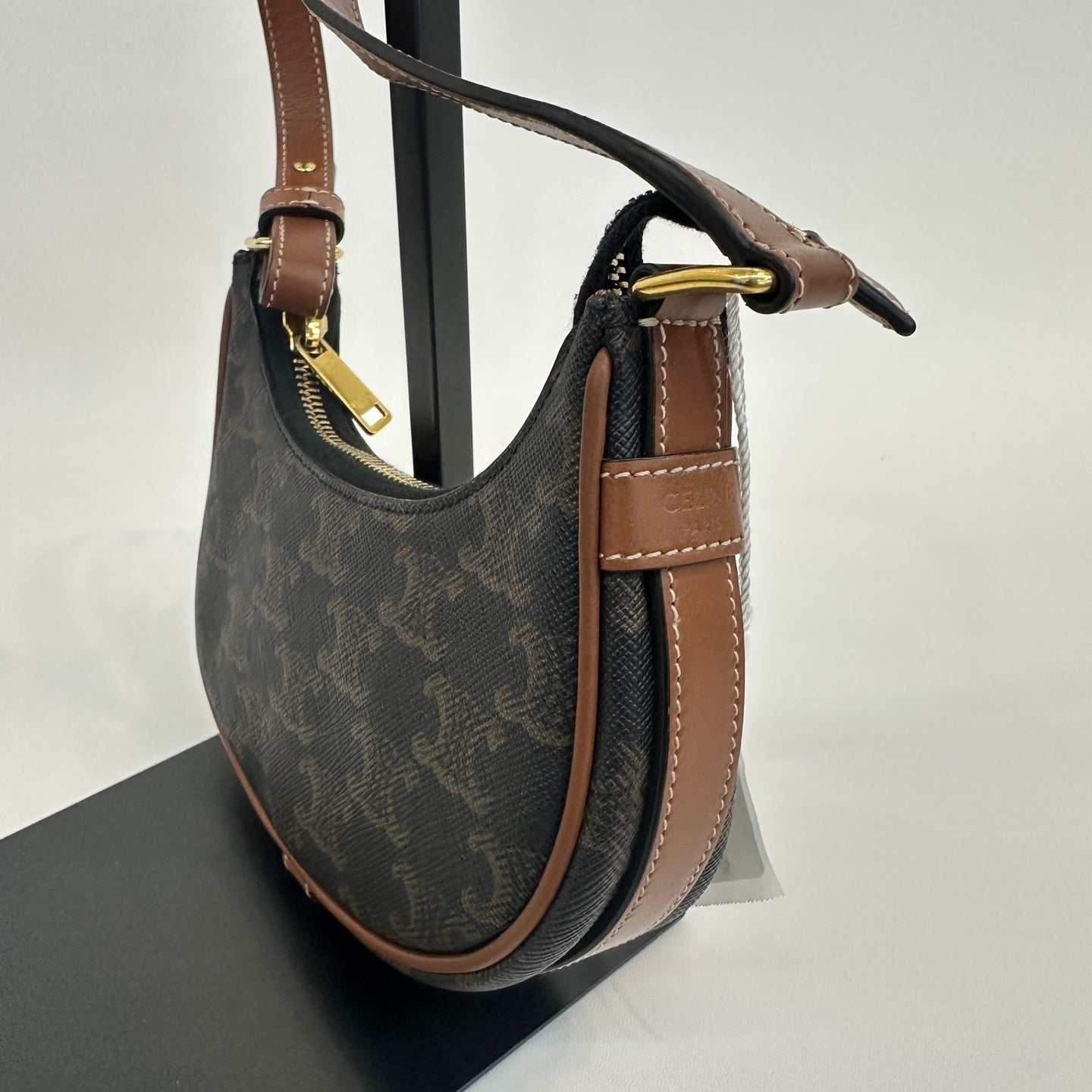 Celine - Ava Bag - Triomphe coated canvas with calfskin leather trim - Brown - (mini)