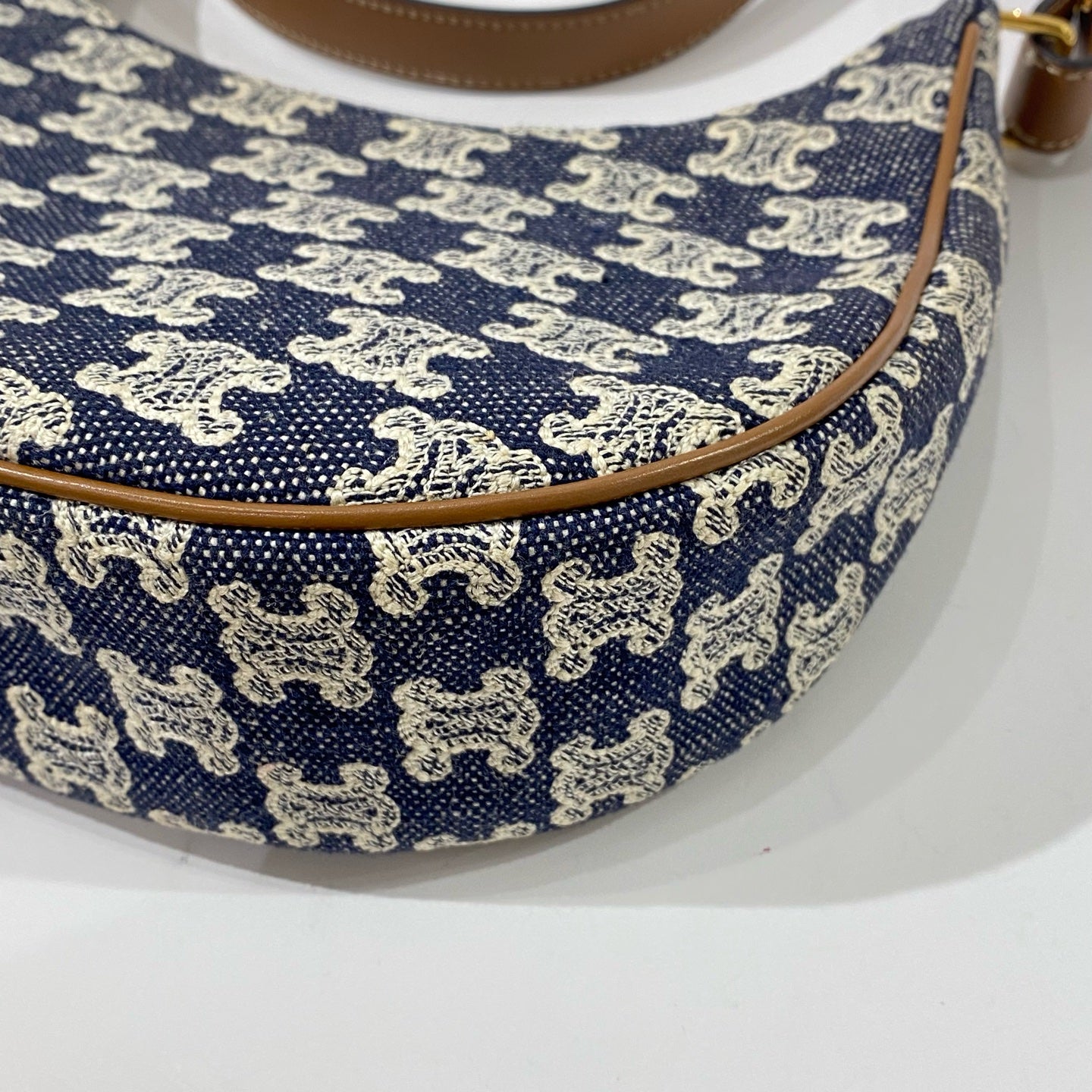Celine - Ava Moon - Denim with leather trim - Blue with brown accents - (mini)
