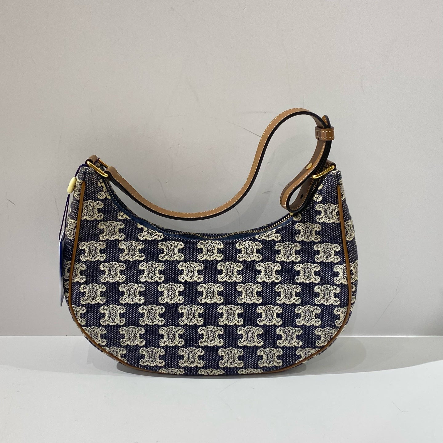 Celine - Ava Moon - Denim with leather trim - Blue with brown accents - (mini)