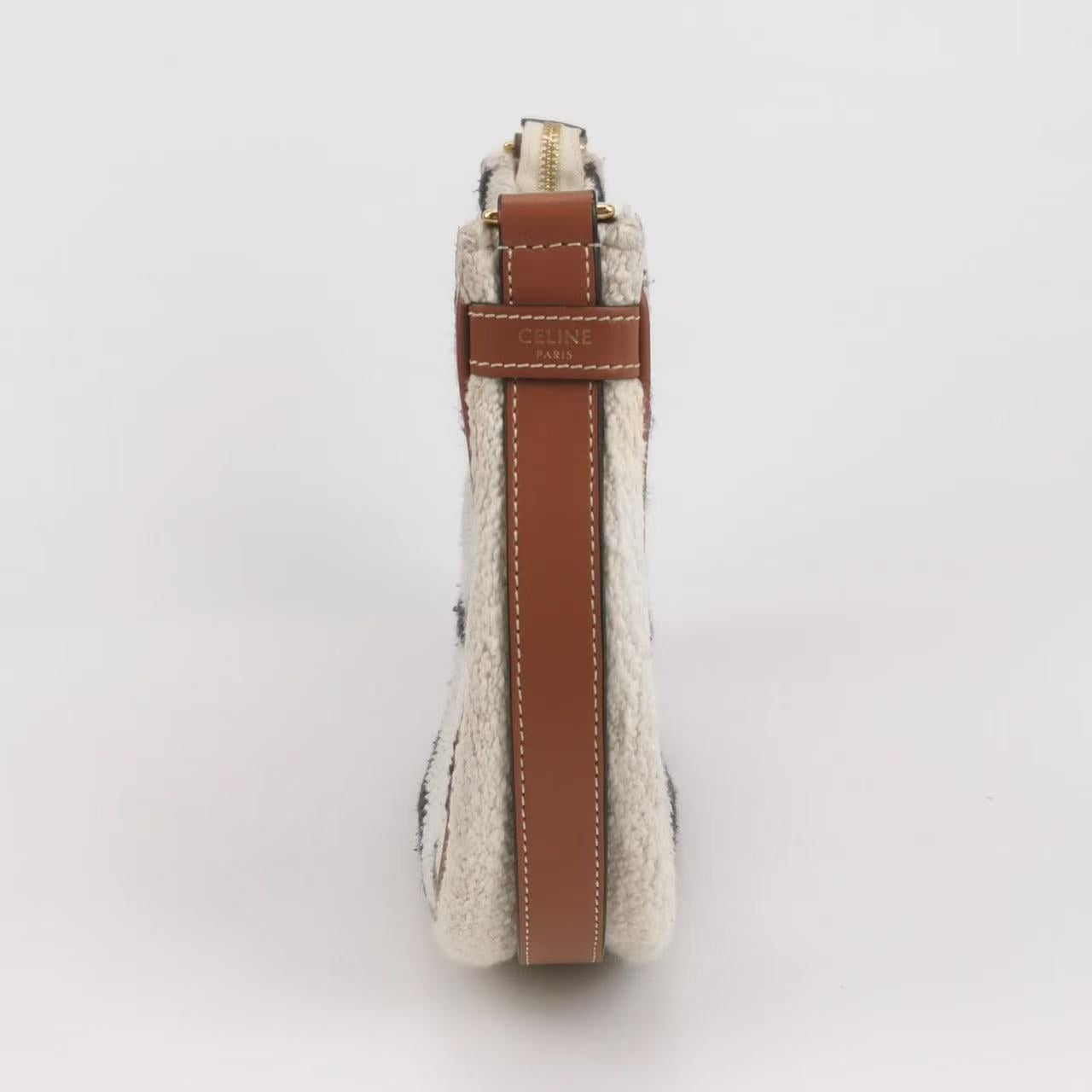 Celine - AVA Shoulder Bag - Knit fabric with leather trim - Beige, Black, and Brown - (Mini)
