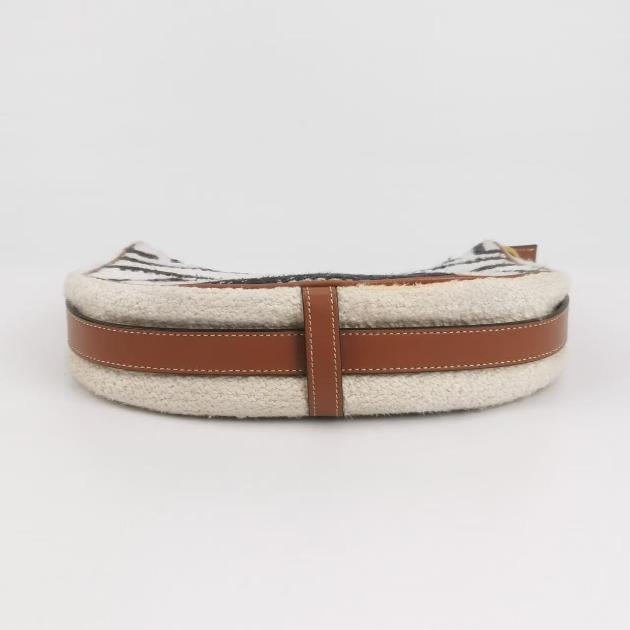 Celine - AVA Shoulder Bag - Knit fabric with leather trim - Beige, Black, and Brown - (Mini)