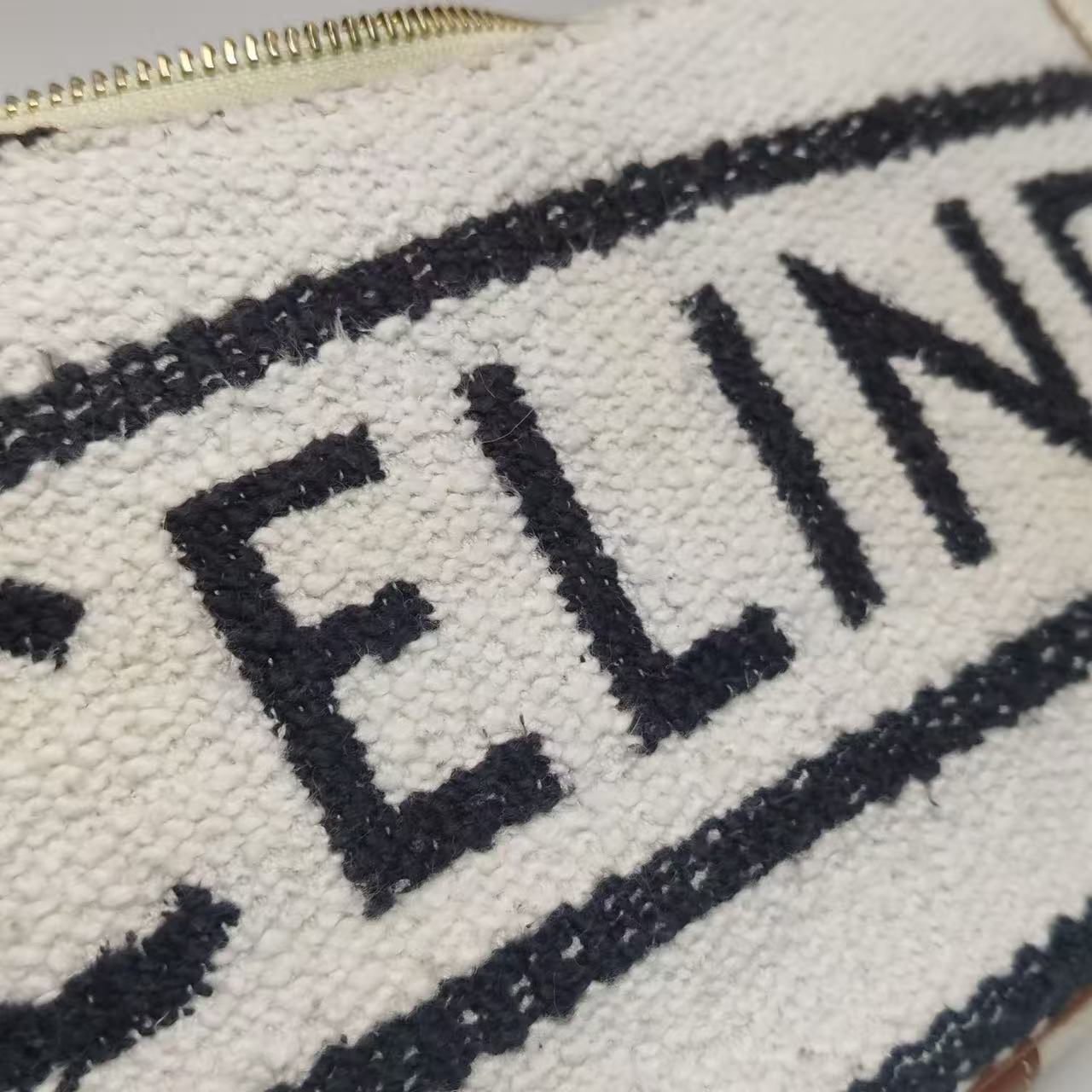 Celine - AVA Shoulder Bag - Knit fabric with leather trim - Beige, Black, and Brown - (Mini)