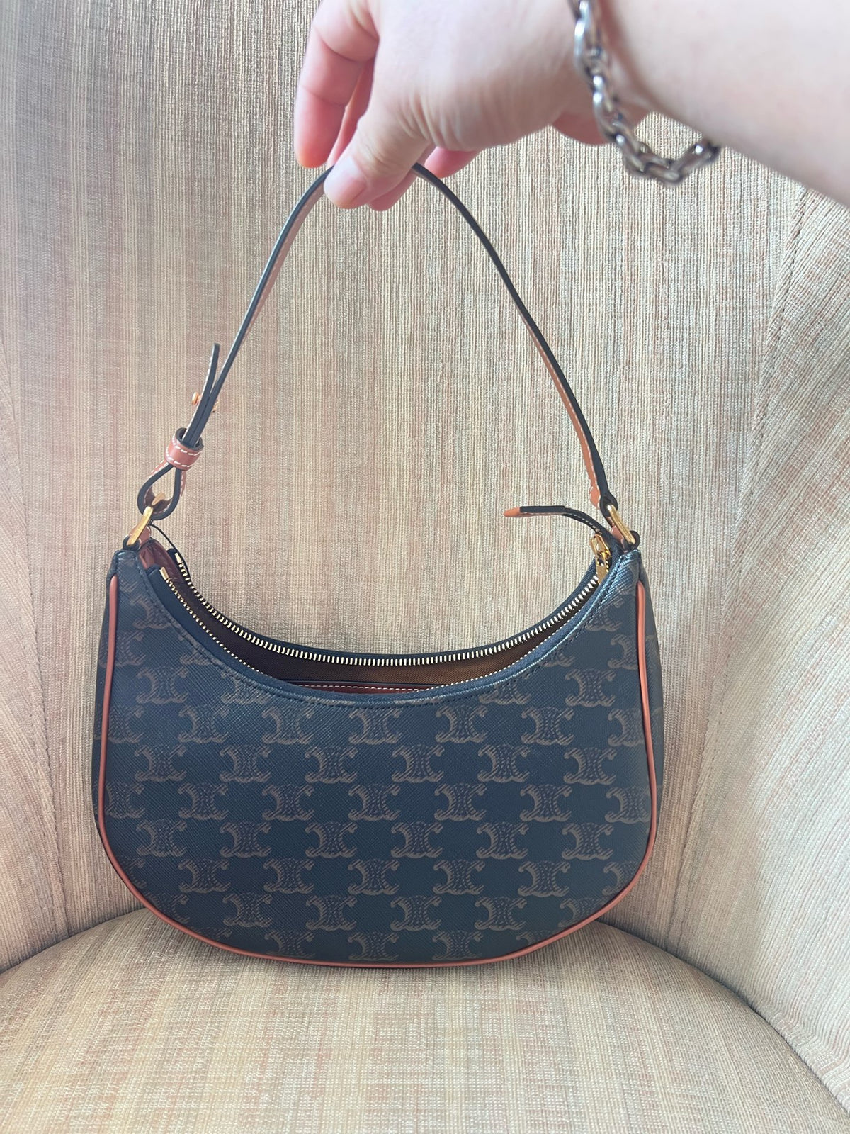 Celine - AVA Triomphe Canvas Shoulder Bag - Synthetic - Brown - (mini)