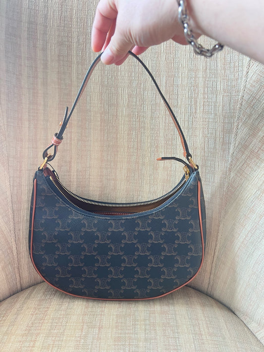 Celine - AVA Triomphe Canvas Shoulder Bag - Synthetic - Brown - (mini)