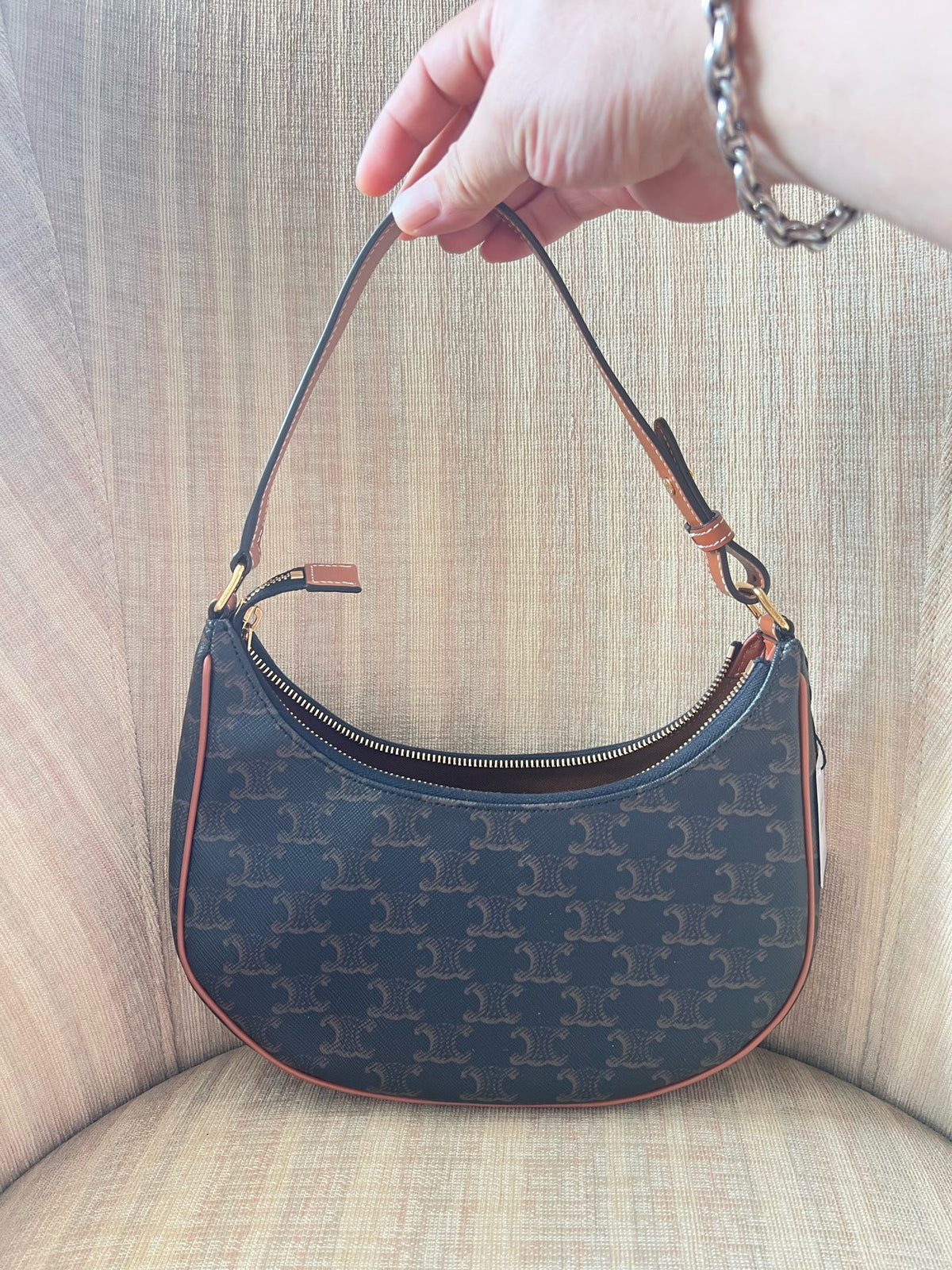 Celine - AVA Triomphe Canvas Shoulder Bag - Synthetic - Brown - (mini)
