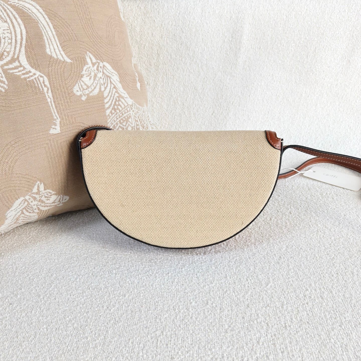 Celine - Basace Triomphe Moon Bag - Canvas and leather - Brown and Beige - (mini)
