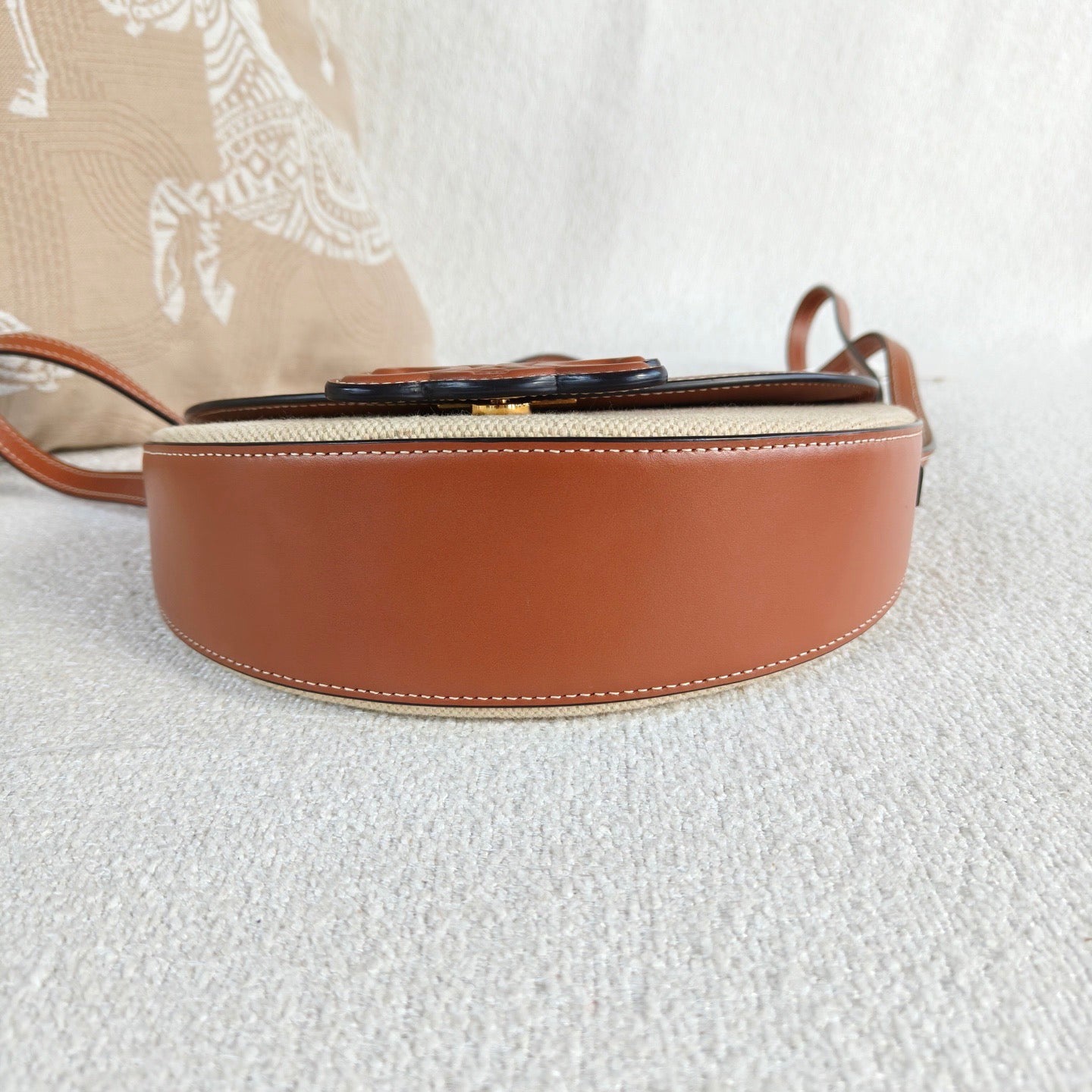 Celine - Basace Triomphe Moon Bag - Canvas and leather - Brown and Beige - (mini)