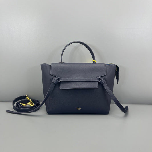 Celine - Belt Bag - Grained calfskin leather - Navy Blue with Gold-Tone Hardware - (Small)