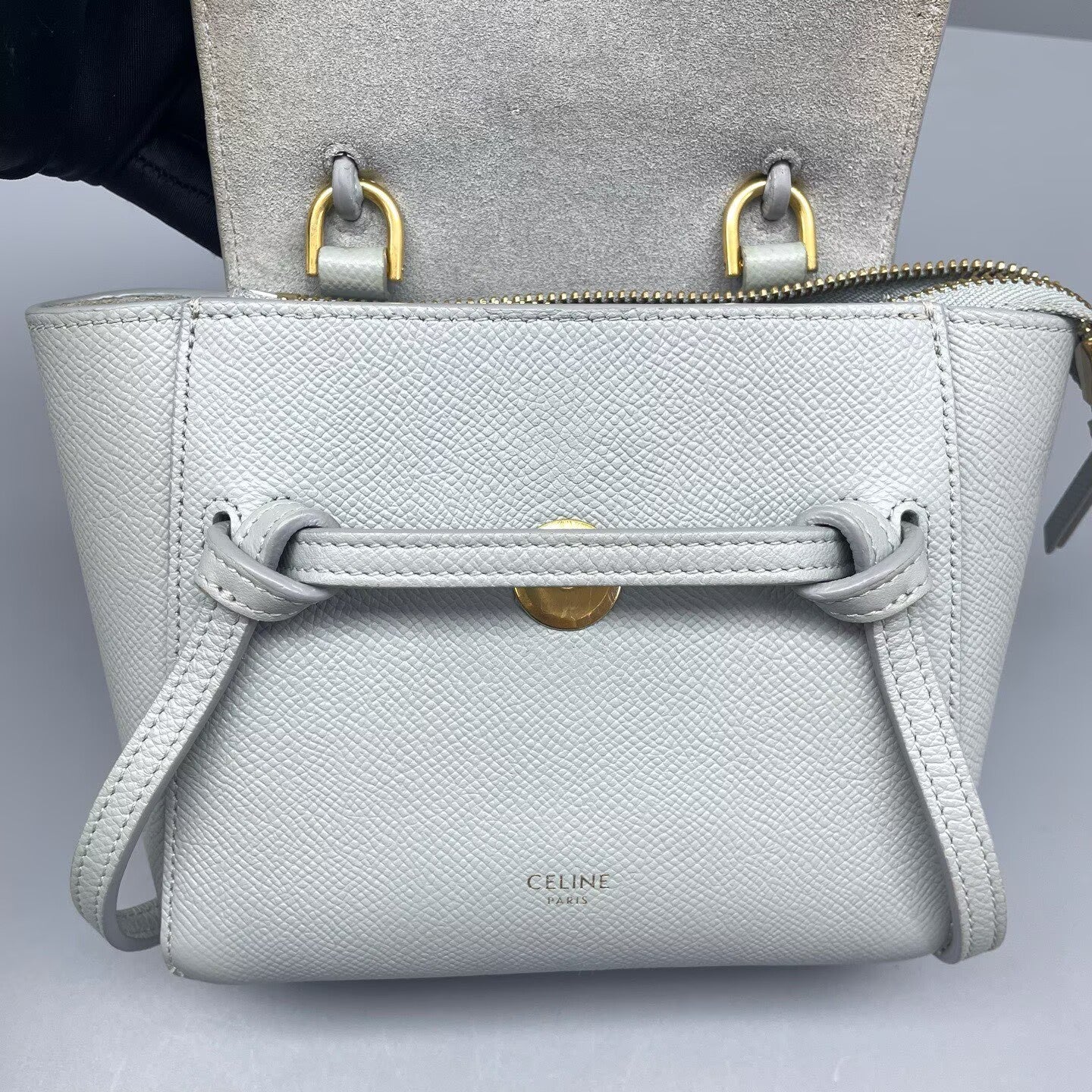 Celine - Belt Bag - Grained leather - Blue-grey - (mini)