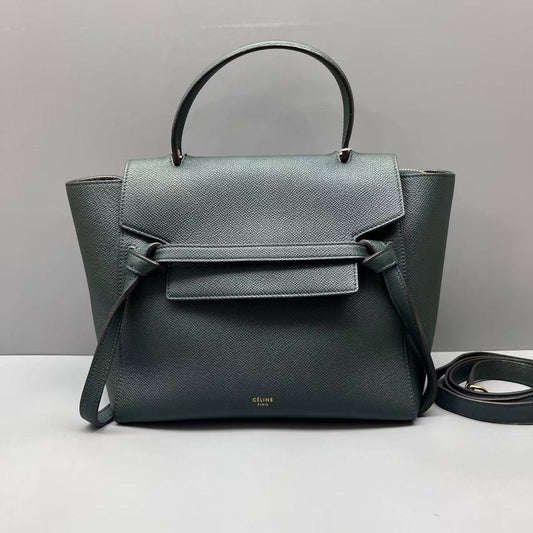 Celine - Belt Bag - Grained leather - Dark Green with Gold-Tone Hardware - (Small)