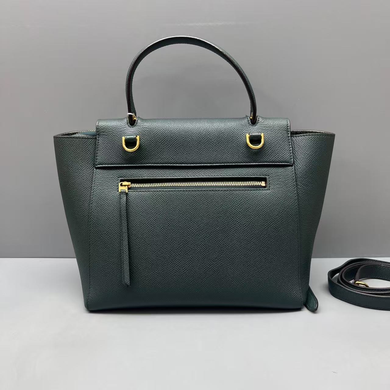 Celine - Belt Bag - Grained leather - Dark Green with Gold-Tone Hardware - (Small)