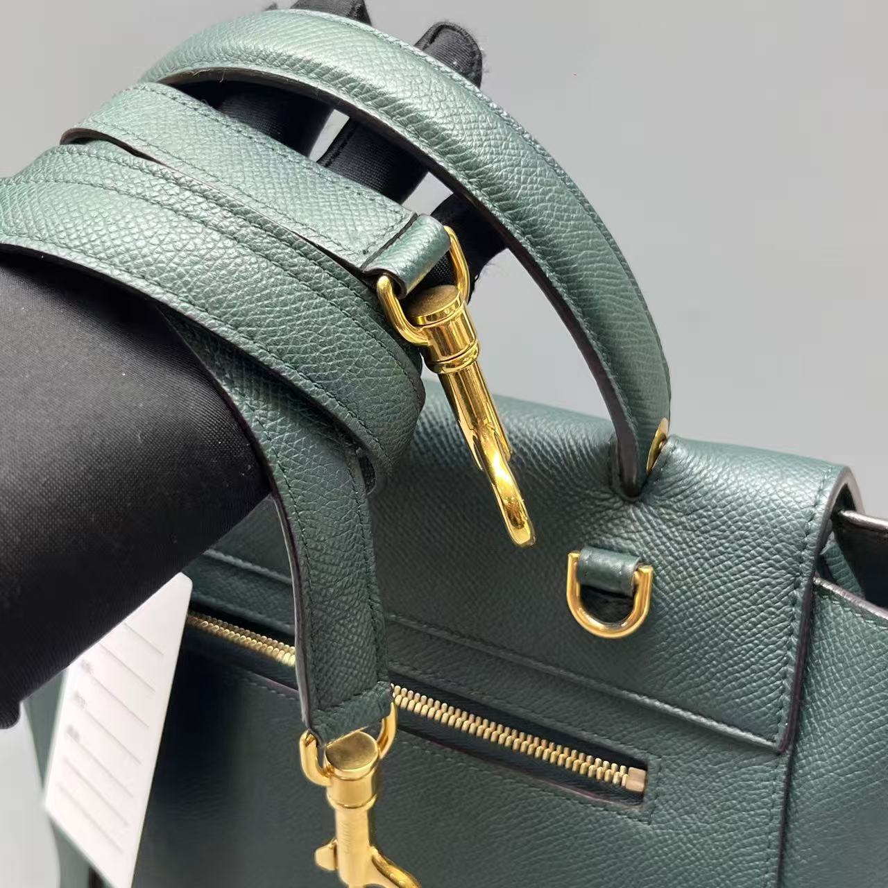 Celine - Belt Bag - Grained leather - Dark Green with Gold-Tone Hardware - (Small)