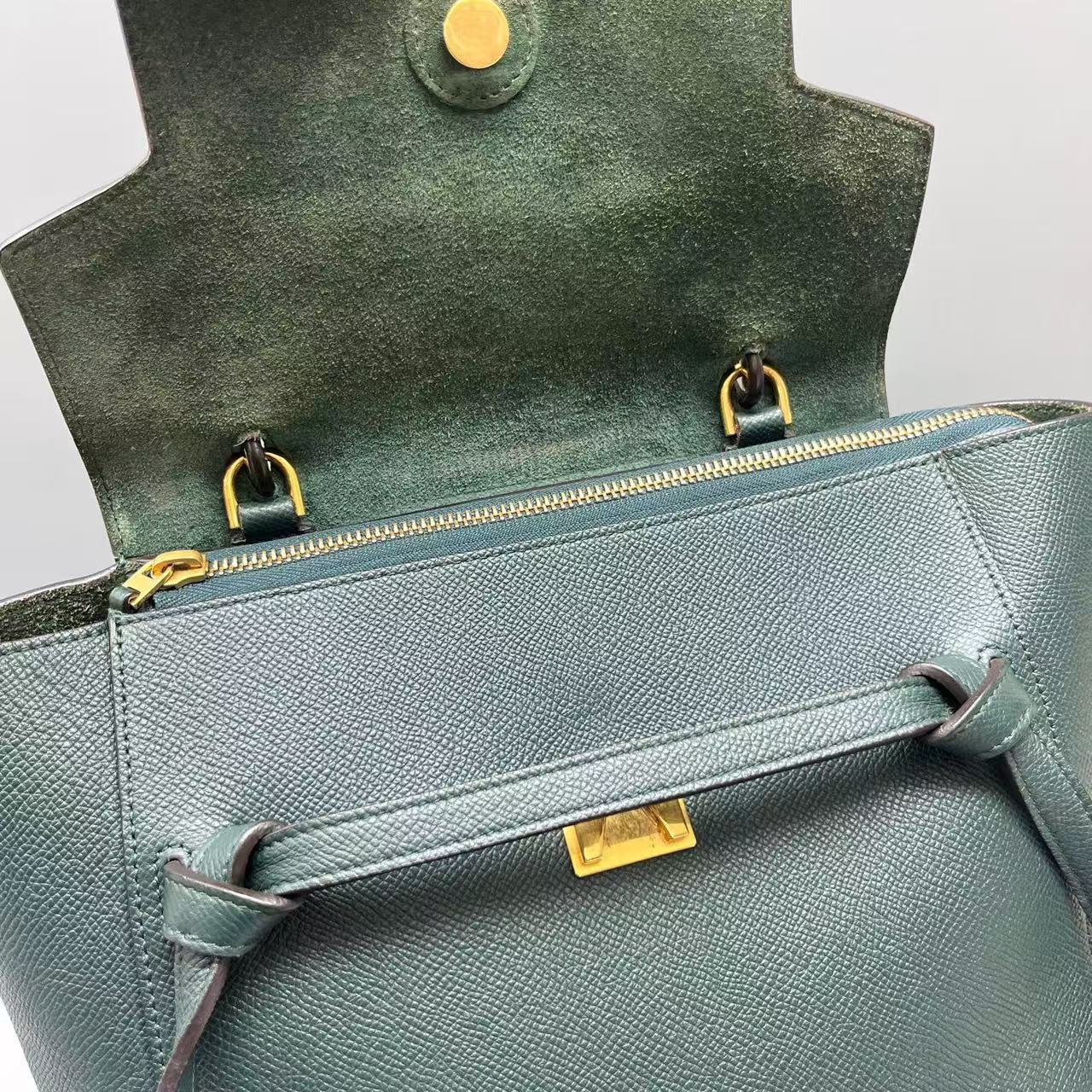 Celine - Belt Bag - Grained leather - Dark Green with Gold-Tone Hardware - (Small)