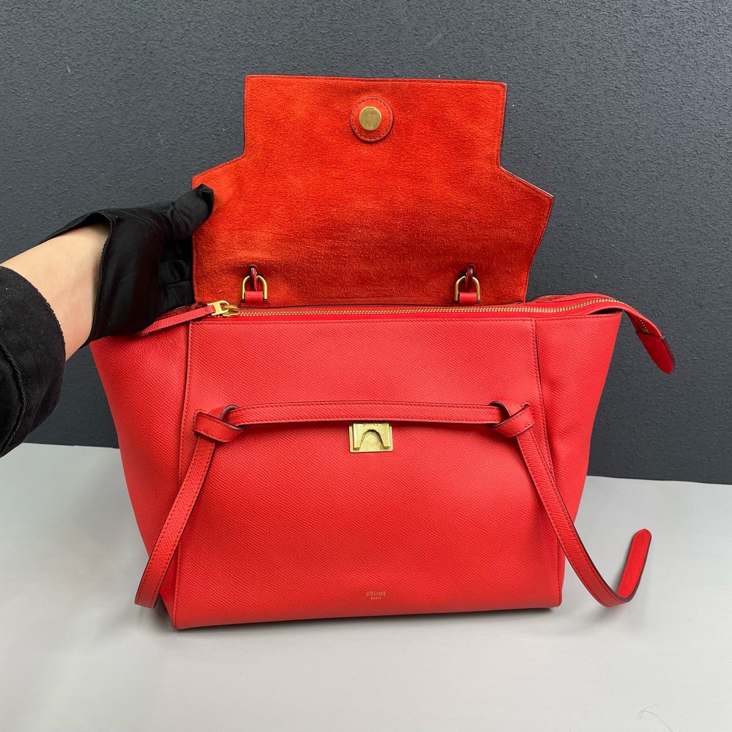 Celine - Belt Bag - Grained leather - Orange-red - (large)
