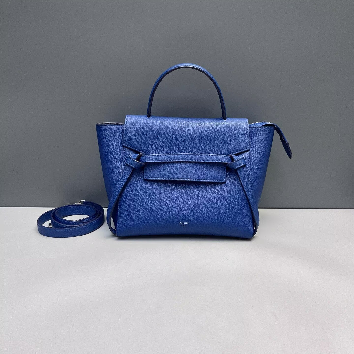 Celine - Belt Bag Micro - Grained calfskin leather - Deep Royal Blue with Silver-Tone Hardware - (Micro)