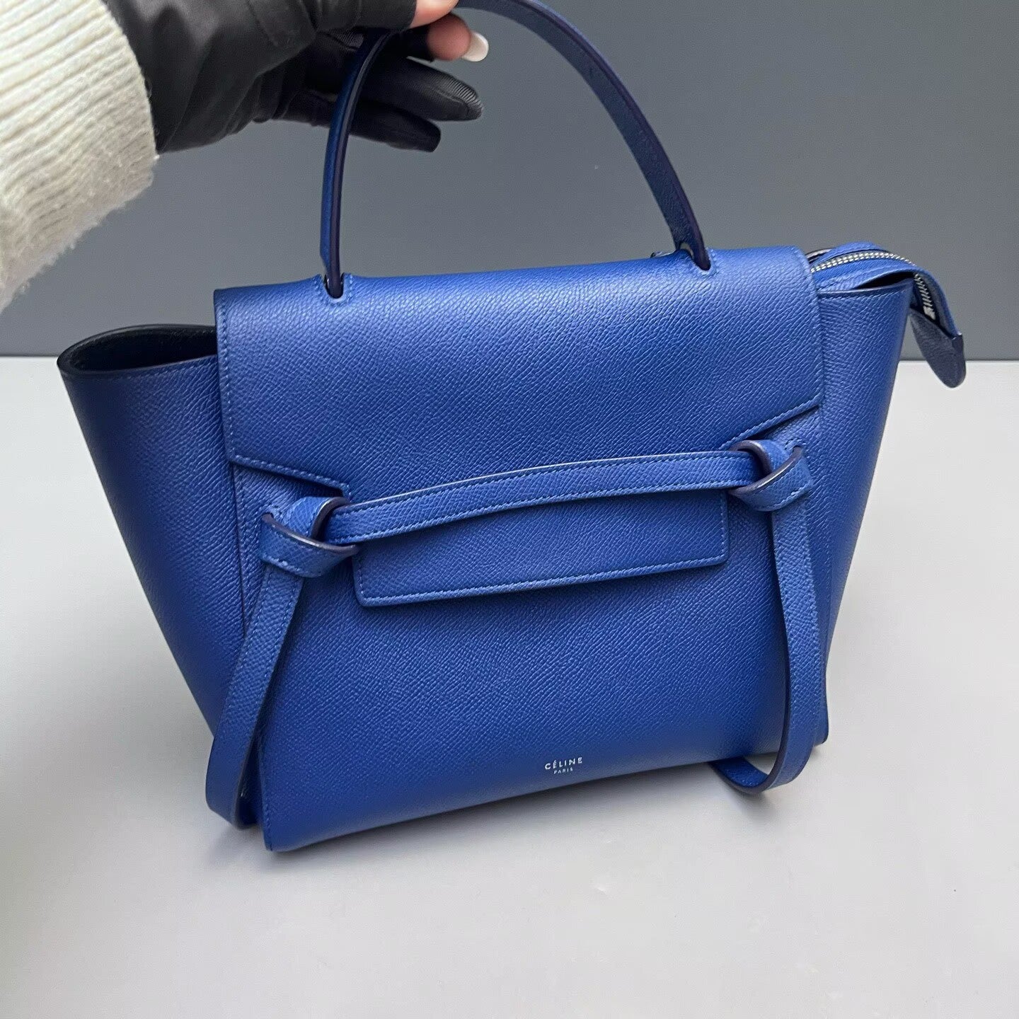 Celine - Belt Bag Micro - Grained calfskin leather - Deep Royal Blue with Silver-Tone Hardware - (Micro)
