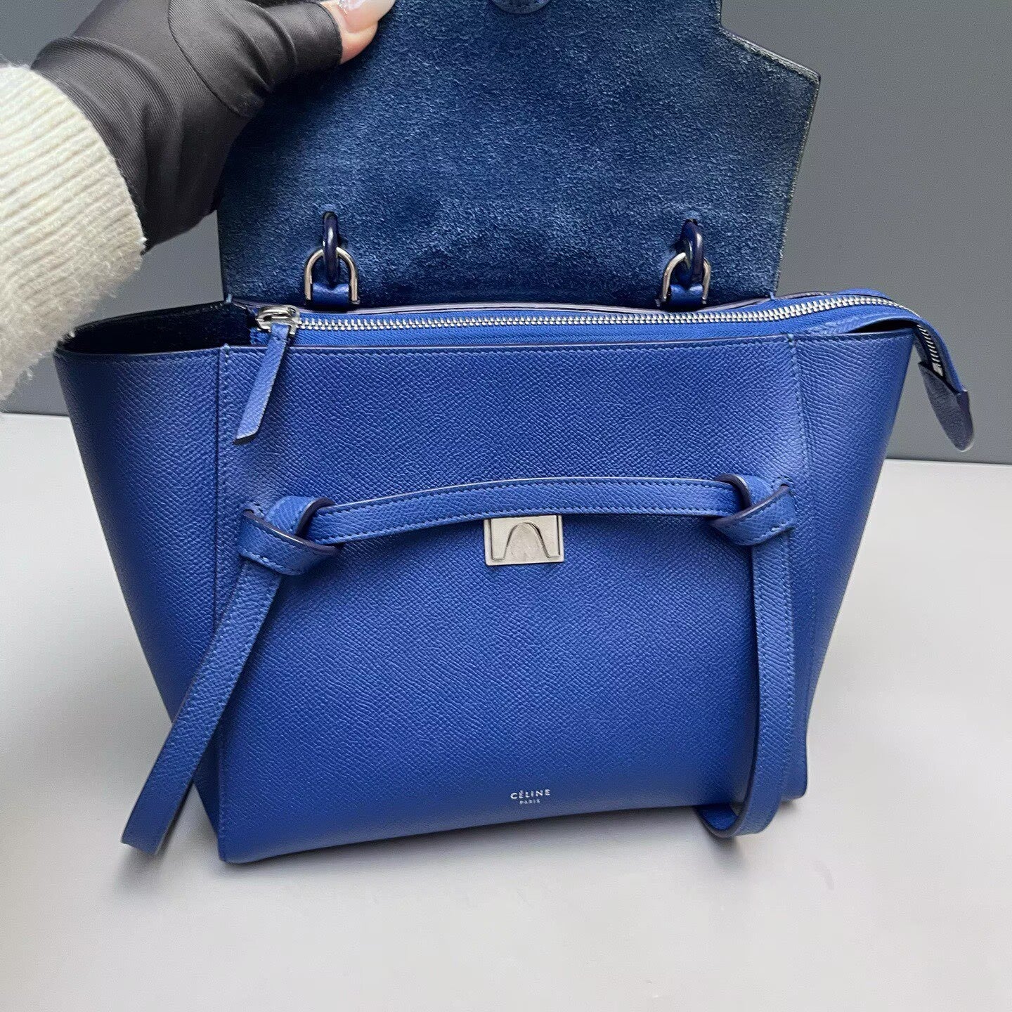 Celine - Belt Bag Micro - Grained calfskin leather - Deep Royal Blue with Silver-Tone Hardware - (Micro)