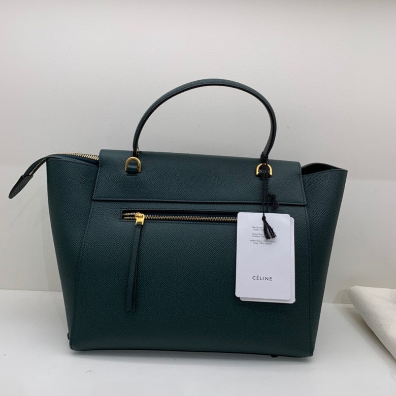 Celine - Belt Bag Mini - Grained calfskin leather - Dark Green - (Mini)