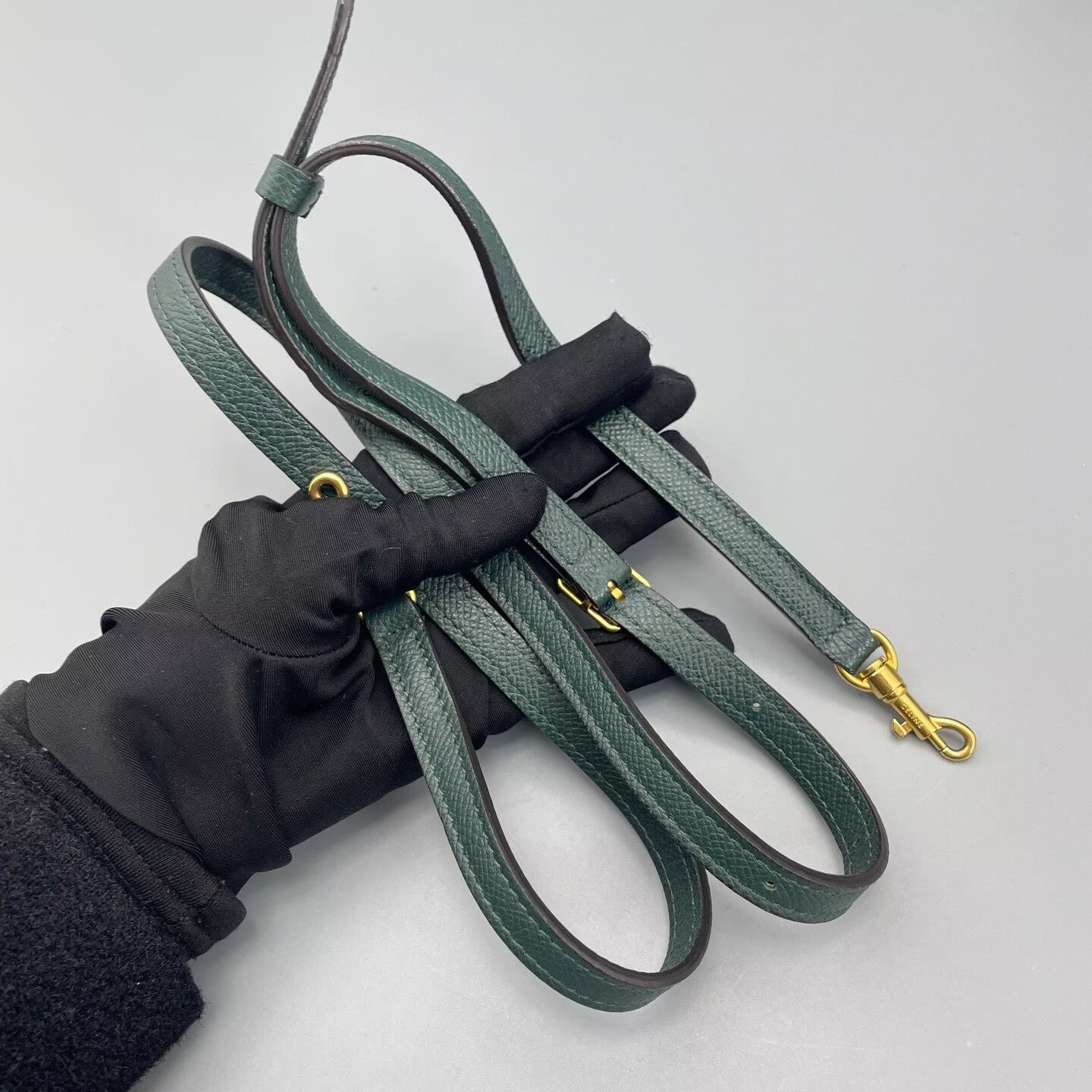 Celine - Belt Bag Nano - Grained calfskin leather - Dark Green with Gold-Tone Hardware - (mini)