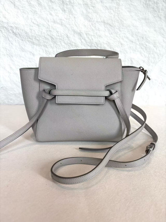 Celine - Belt Bag Nano - Grained calfskin leather - Grey - (mini)