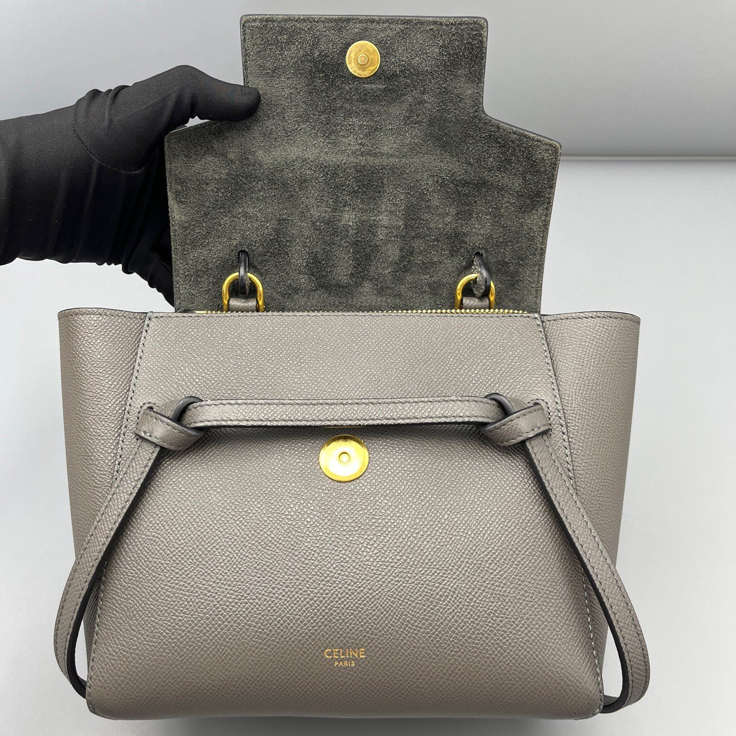 Celine - Belt Bag Nano - Grained calfskin leather - Grey - (mini)