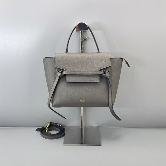 Celine - Belt Bag Nano - Grained calfskin leather - Grey - (mini)