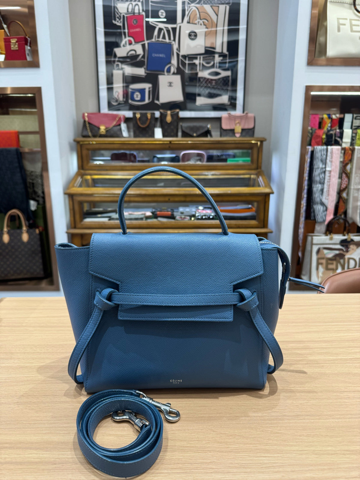 Celine - Belt Bag Small - Leather - Blue - (small)