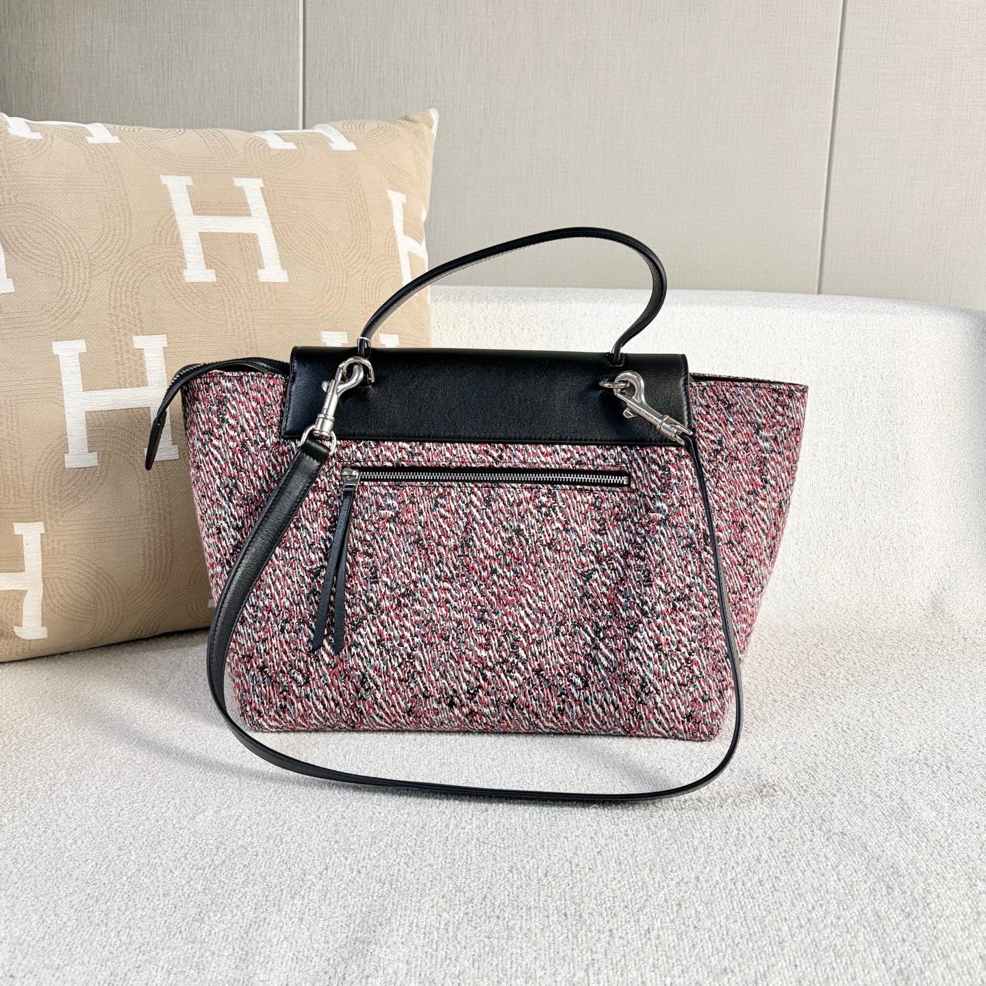 Celine - Belt Bag - Tweed and Leather - Multicolour with Black accents - (medium)