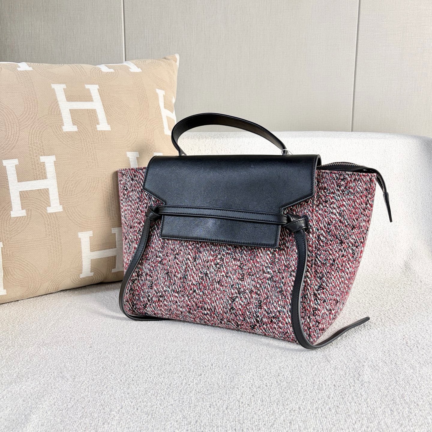 Celine - Belt Bag - Tweed and Leather - Multicolour with Black accents - (medium)