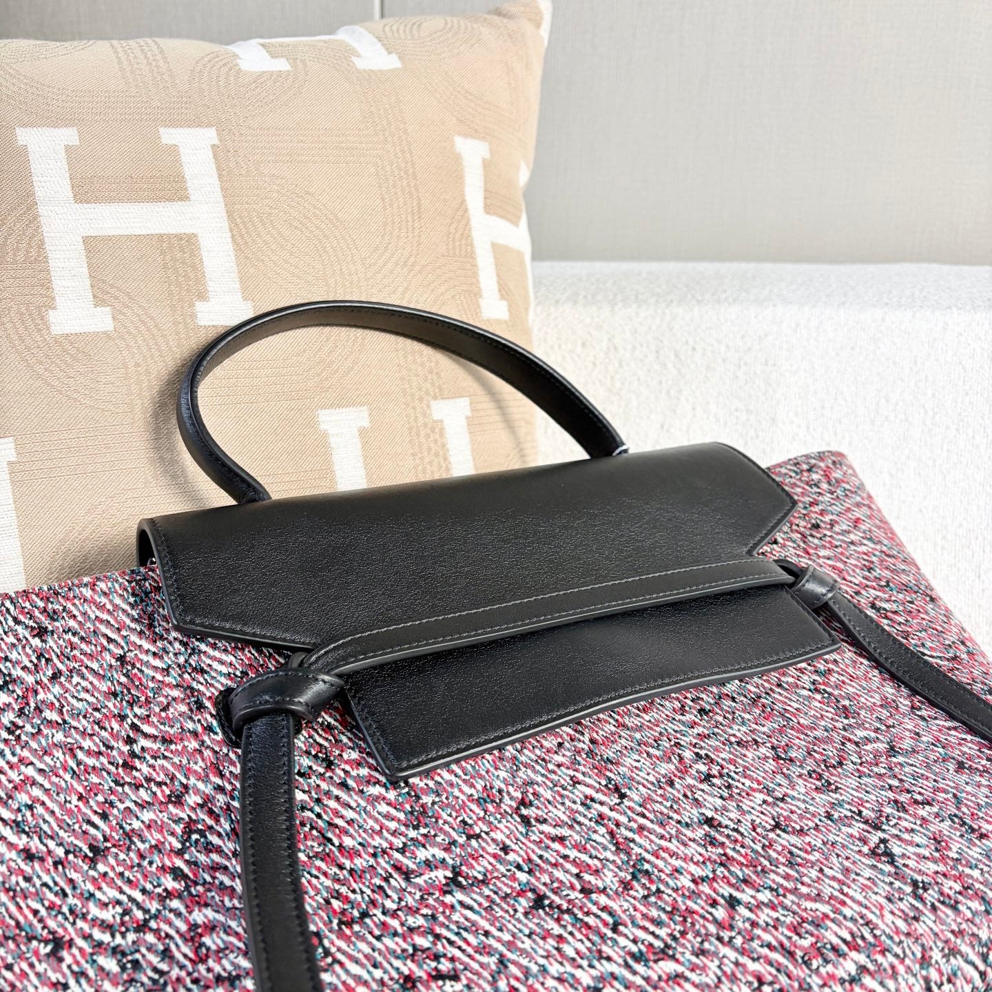 Celine - Belt Bag - Tweed and Leather - Multicolour with Black accents - (medium)