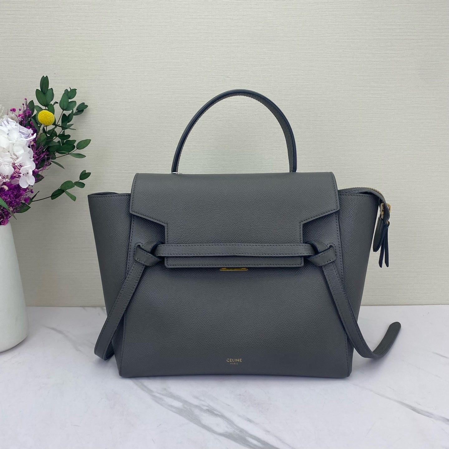 Celine - Belt - Leather - Grey - (mini)