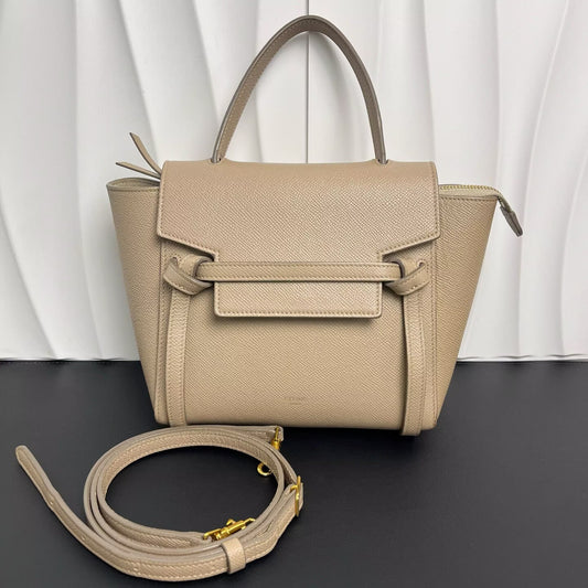 Celine - Belt Micro Bag - Grained calfskin leather - Beige - (small)