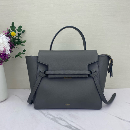 Celine - Belt Micro - Grained calfskin leather - Grey - (small)